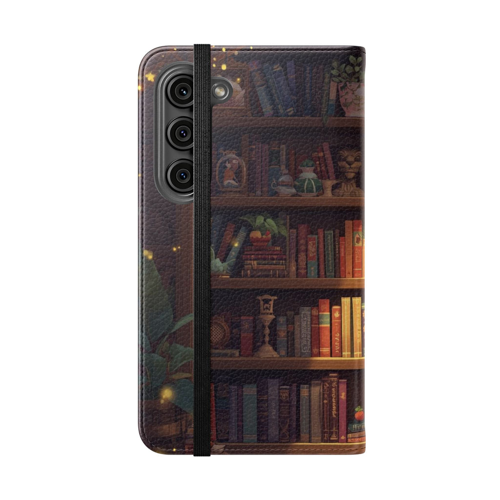 Whimsigoth Bookcase Wallet Flip Case - Romantasy Reader Phone Wallet - Book Pattern Flip Case - Bookish Phone Case
