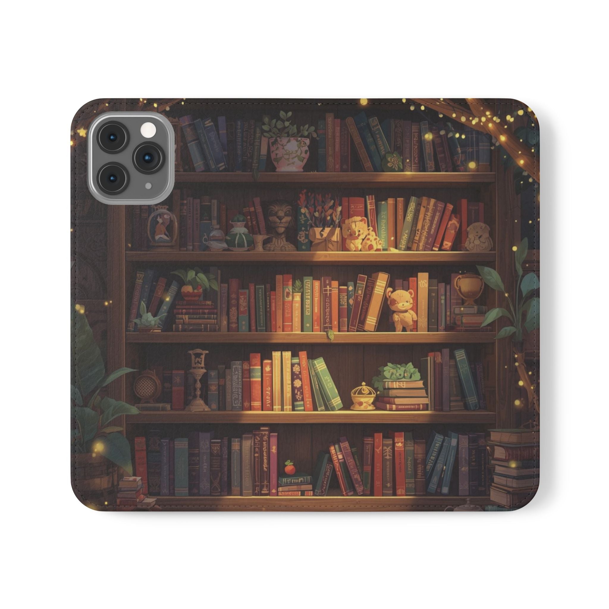 Whimsigoth Bookcase Wallet Flip Case - Romantasy Reader Phone Wallet - Book Pattern Flip Case - Bookish Phone Case
