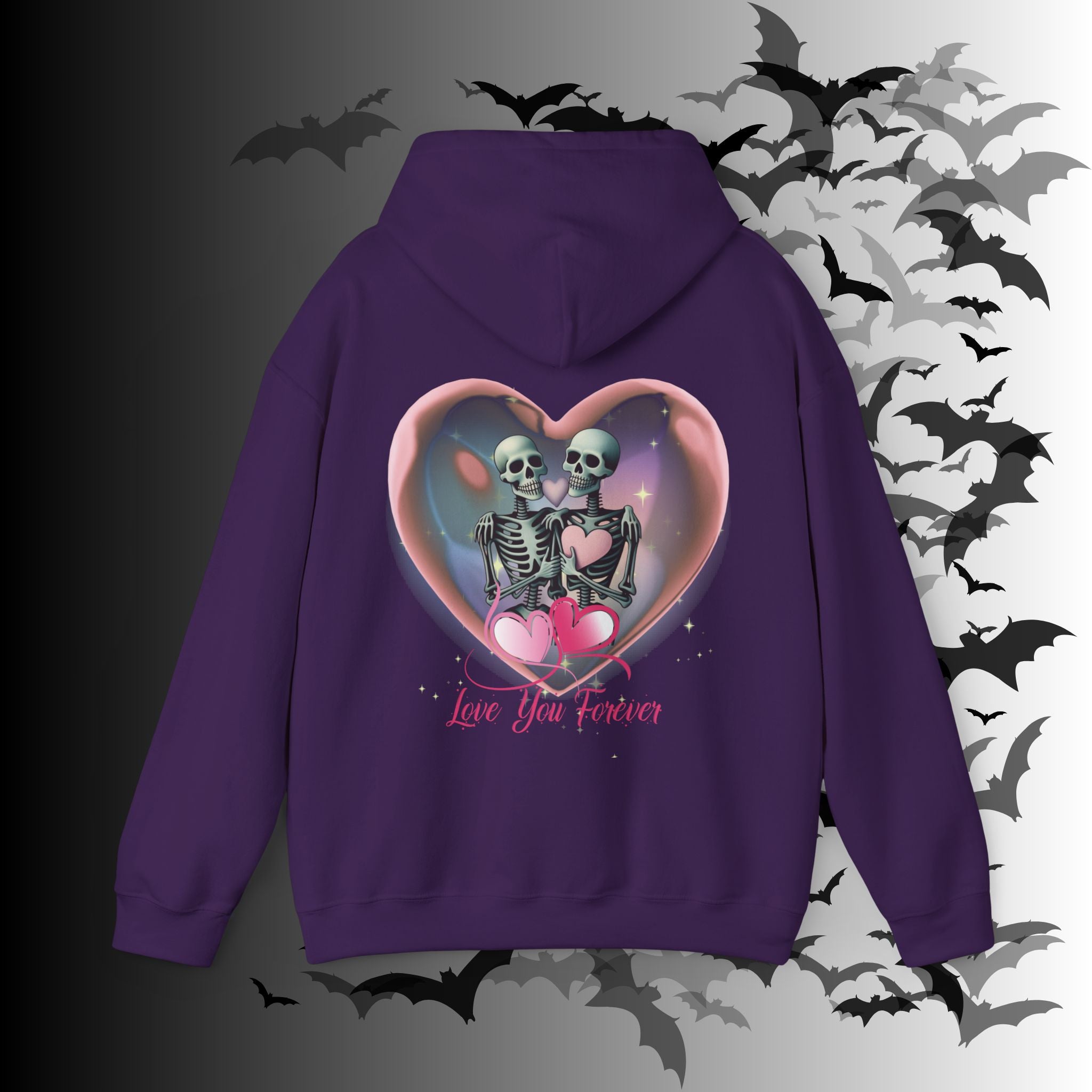 Love You Forever Skeleton Hoodie — Gothic Valentine's Couples Pullover