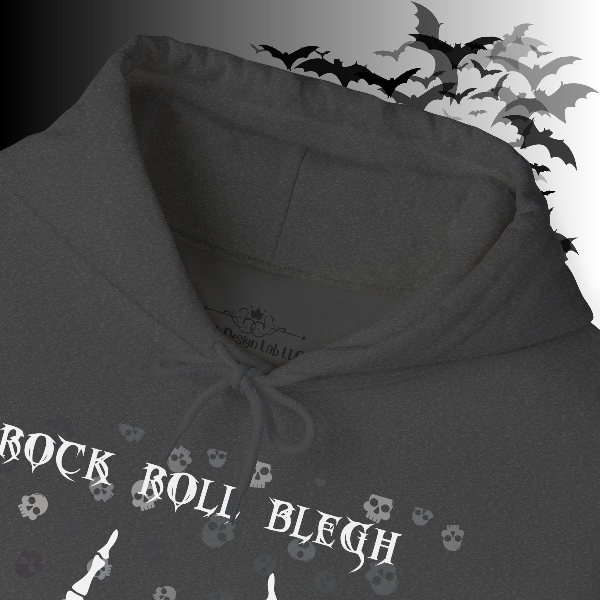 Rock Roll Blegh Hoodie — Skeleton Hands Gothic Music Pullover
