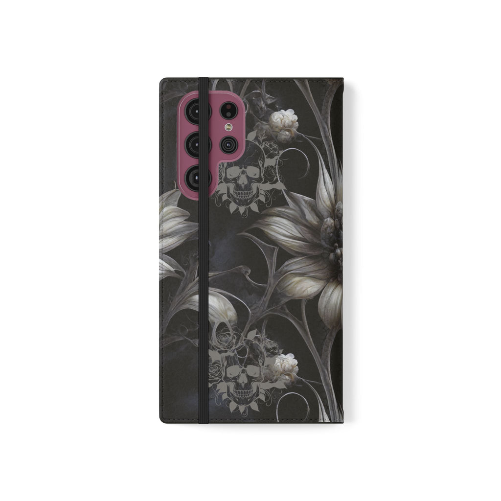 Goth Botanical Flip Wallet Case for iPhone and Samsung Galaxy Phones
