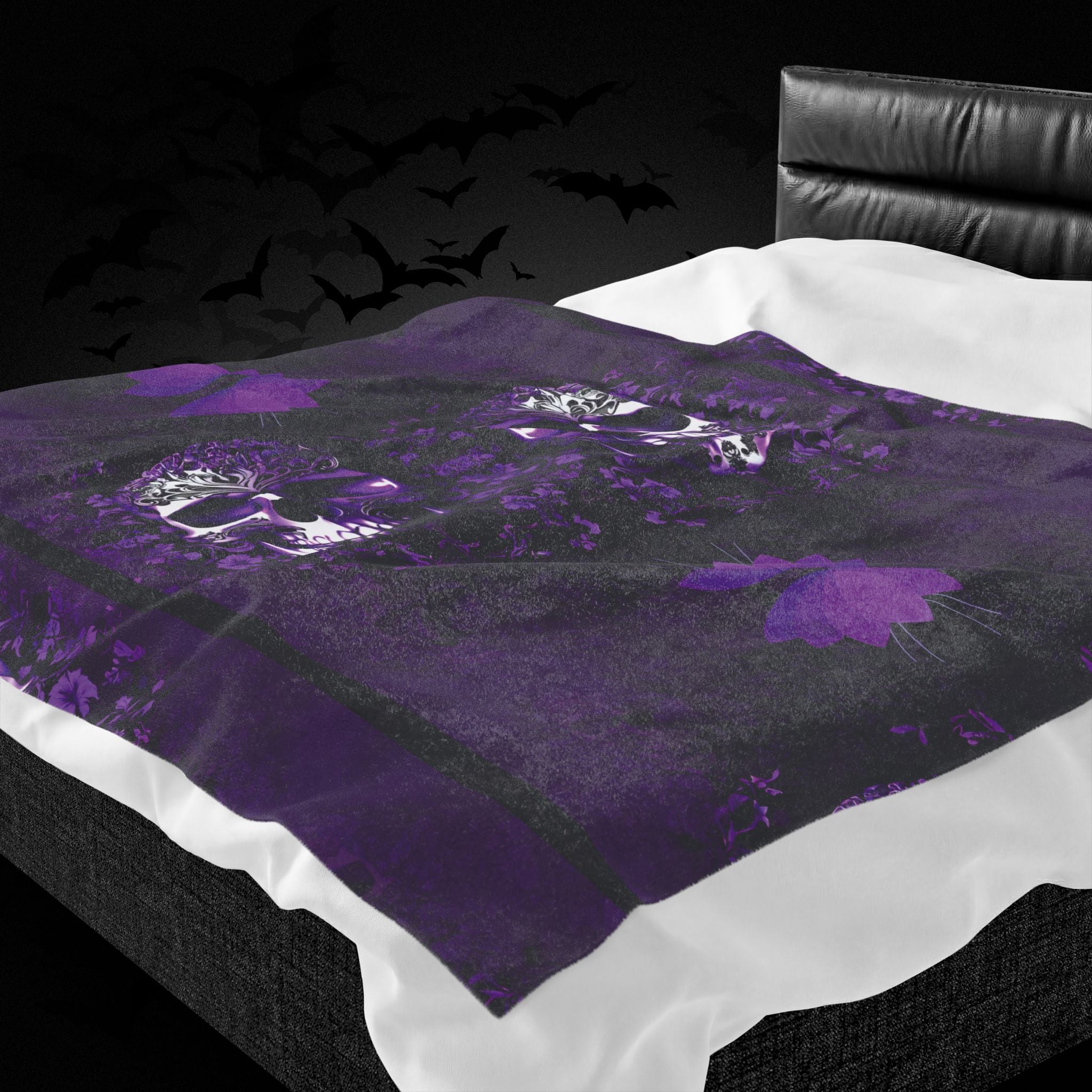 Gothic Purple Skull Throw Blanket — Dark Elegance Home Decor