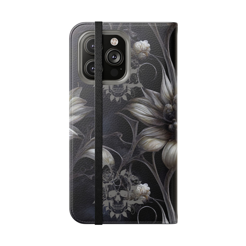 Goth Botanical Flip Wallet Case for iPhone and Samsung Galaxy Phones