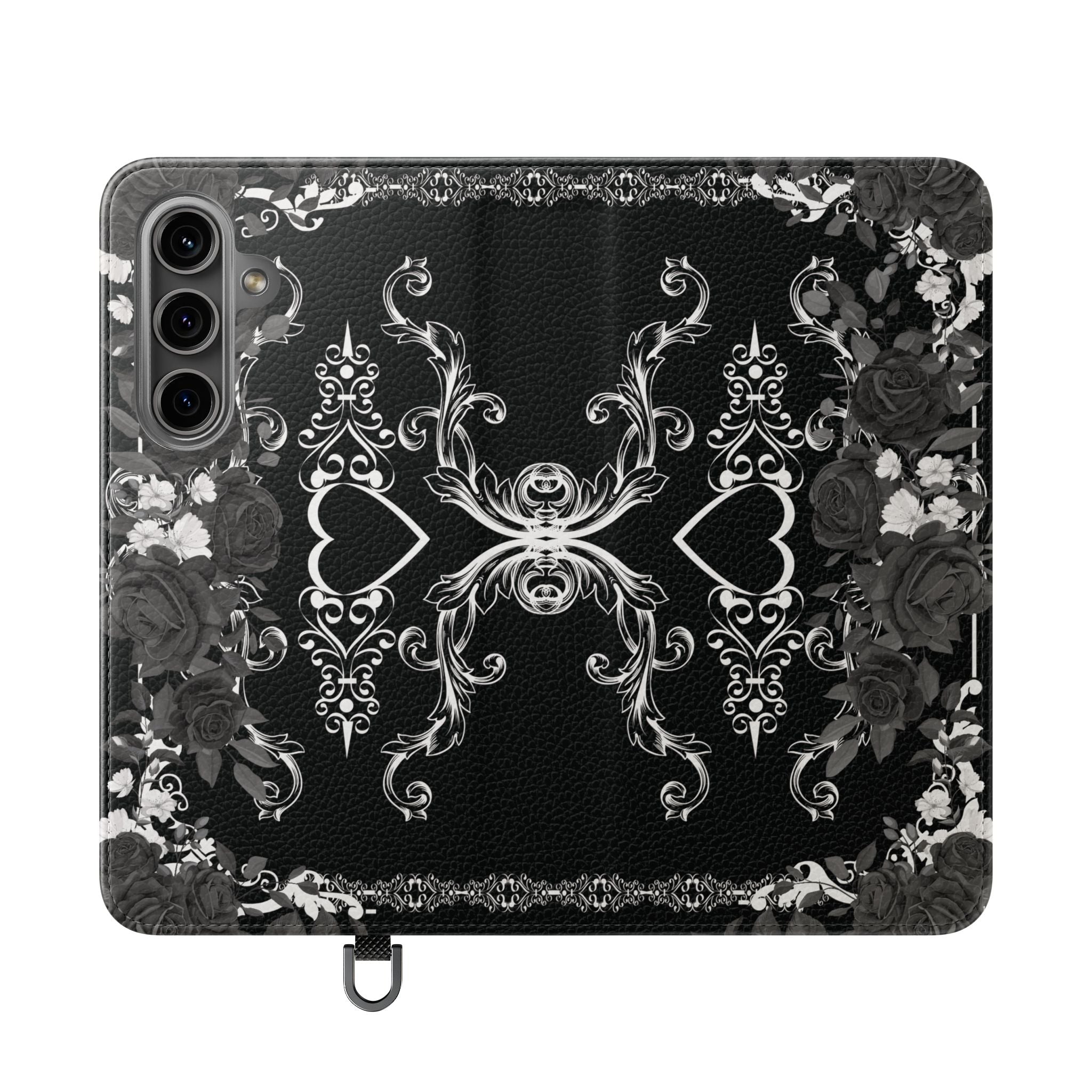 Romantic Goth Wallet Flip Case - Goth Botanical Phone Case