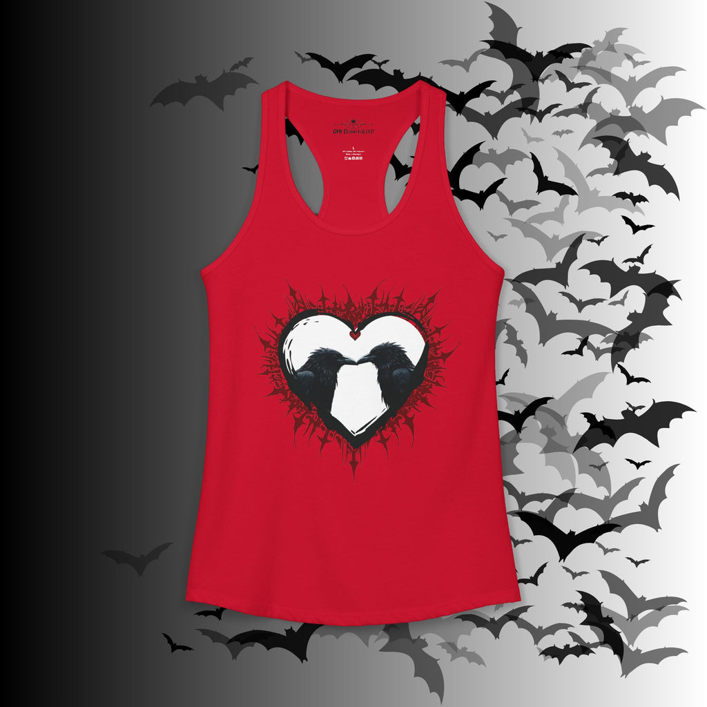 Gothic Raven Heart Racerback Tank Top — Dark Romance Corvid Tank