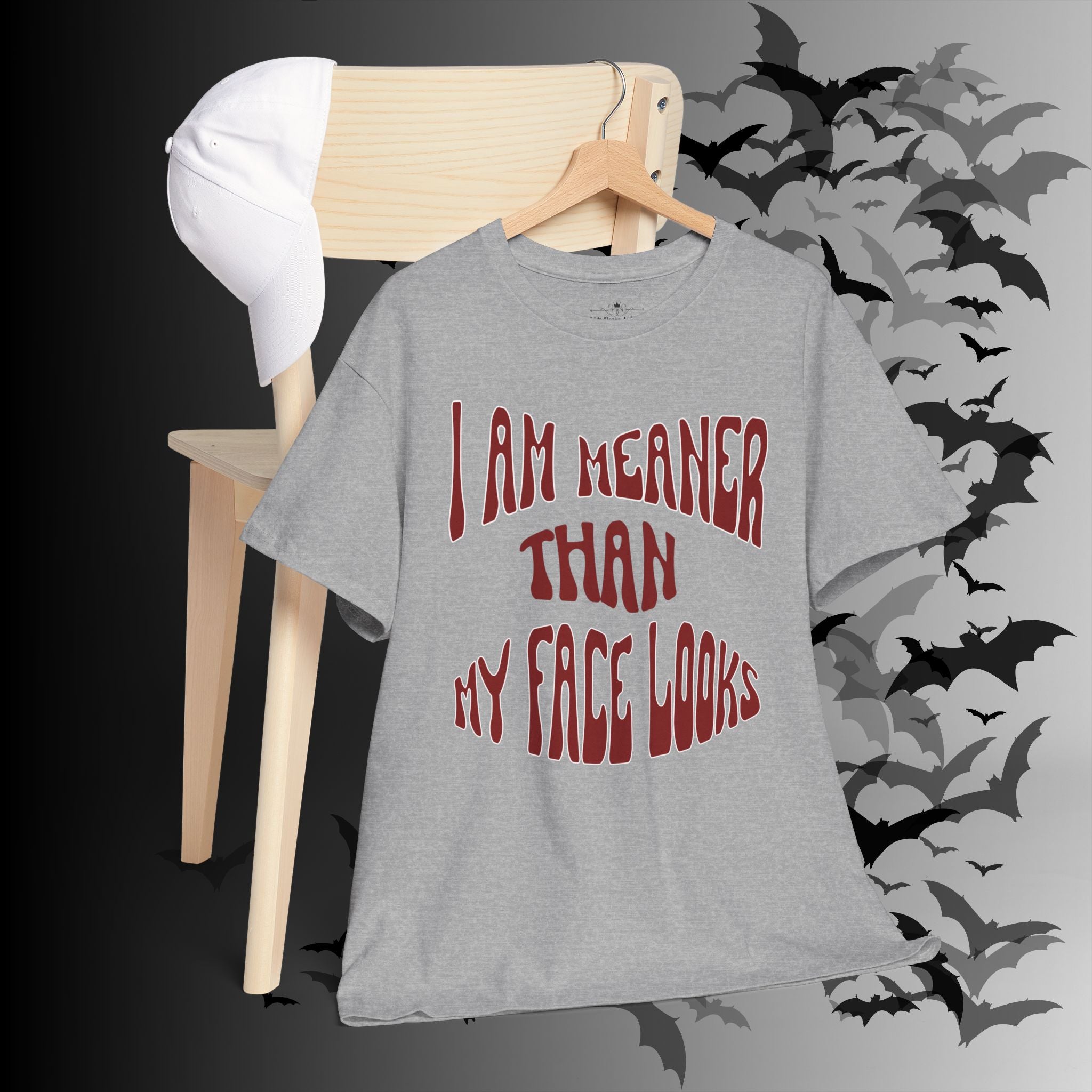 "I Am Meaner Than My Face Looks" Gothic Humor T-Shirt
