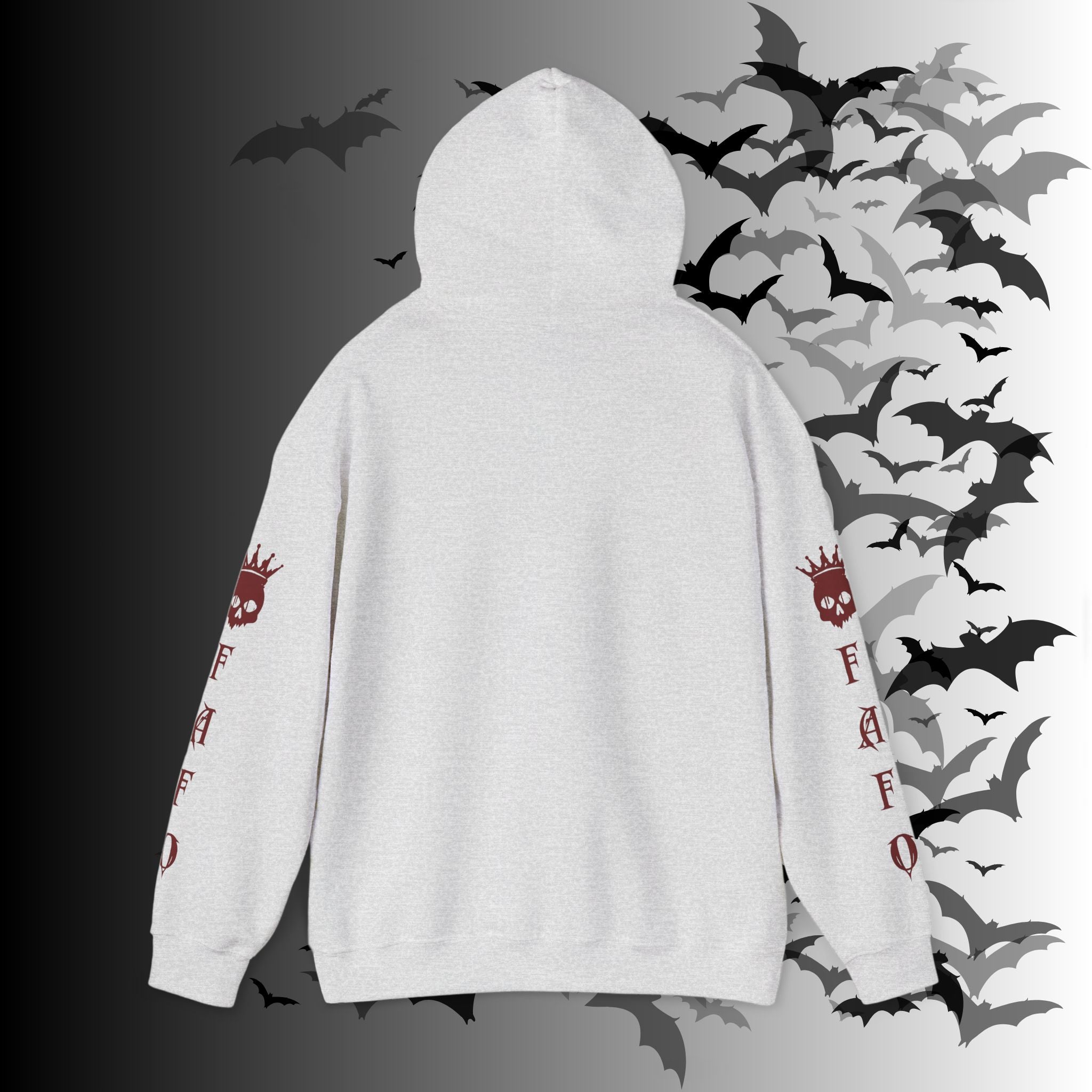 I Identify As a Threat Hoodie — Gothic Skull Sleeve Print Fuck Around Find Out