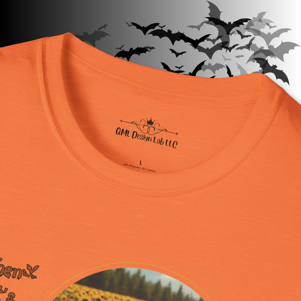 "When It's Finally Spooky Season" Ghost Sunflower T-Shirt — Halloween Tee