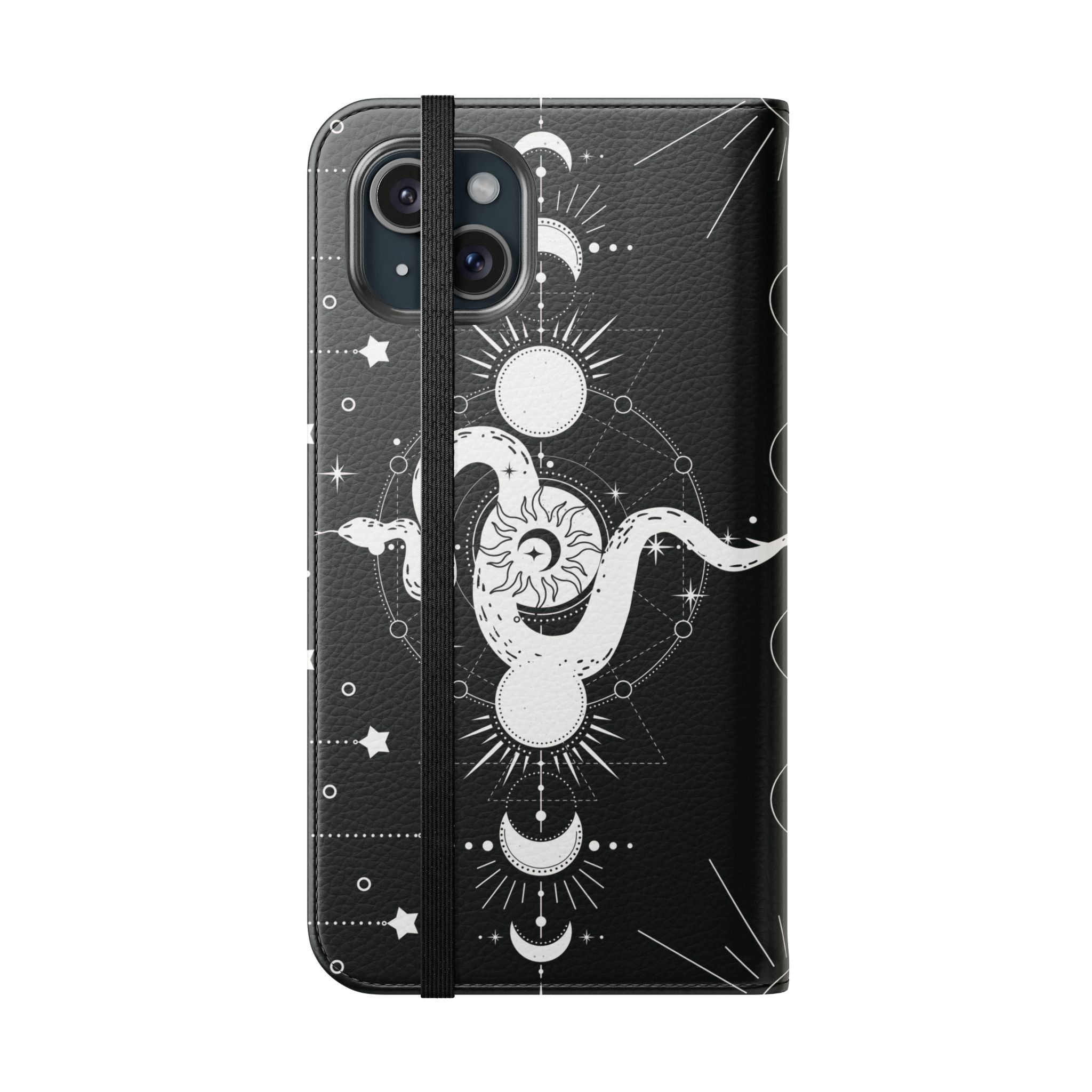 Gothic Style Celestial Snake Moon Phases Wallet Flip PhoneCase - Celestial Style Phone Case for iPhone and Samsung - Moon Phases Wallet Case