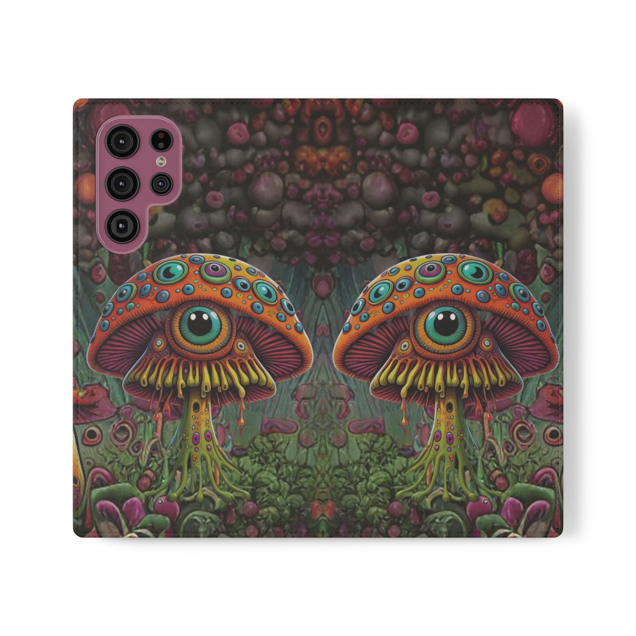 Trippy Mushroom Cottagecore Flip Wallet Phone Case - Mushroom Wallet Case for Samsung iPhone - Psychedelic Wallet Phone Cases