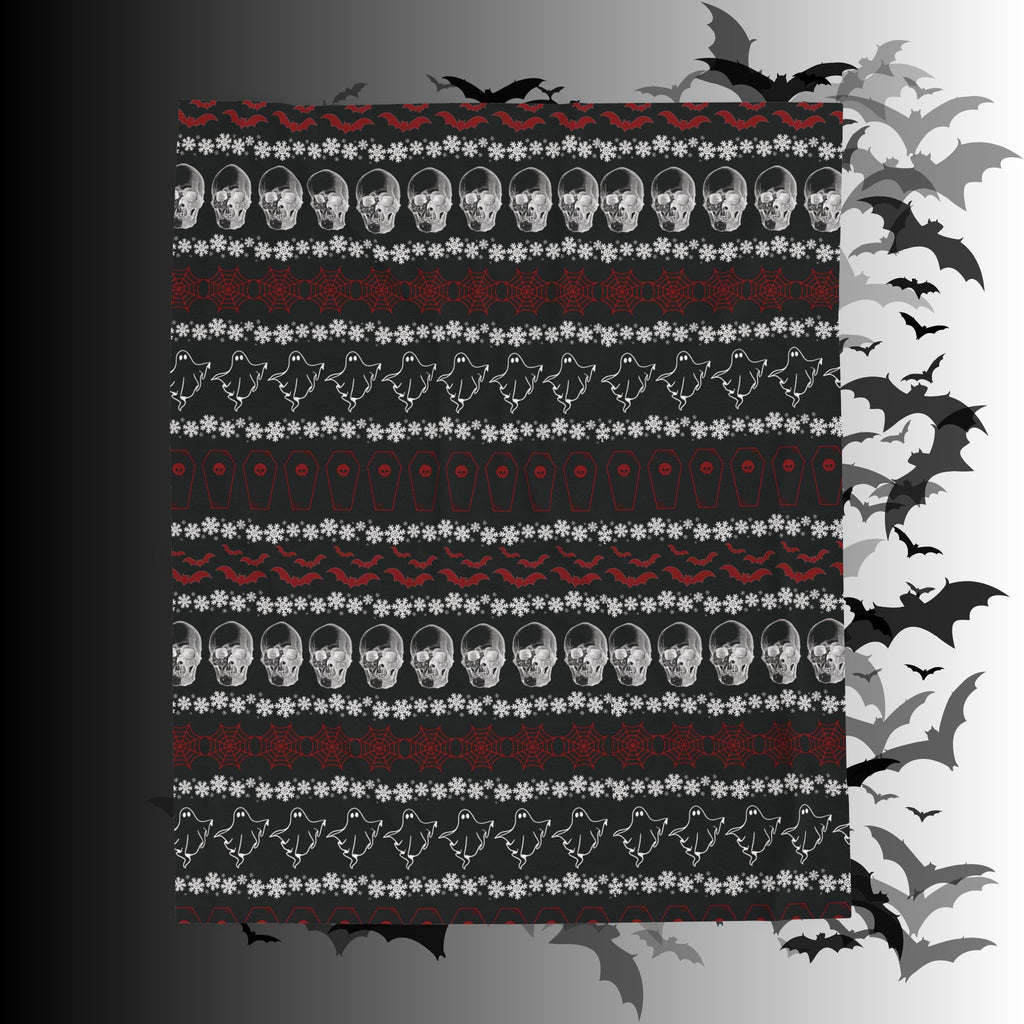 Merry Creepmas Print Throw Blanket — Gothic Holiday Home Decor