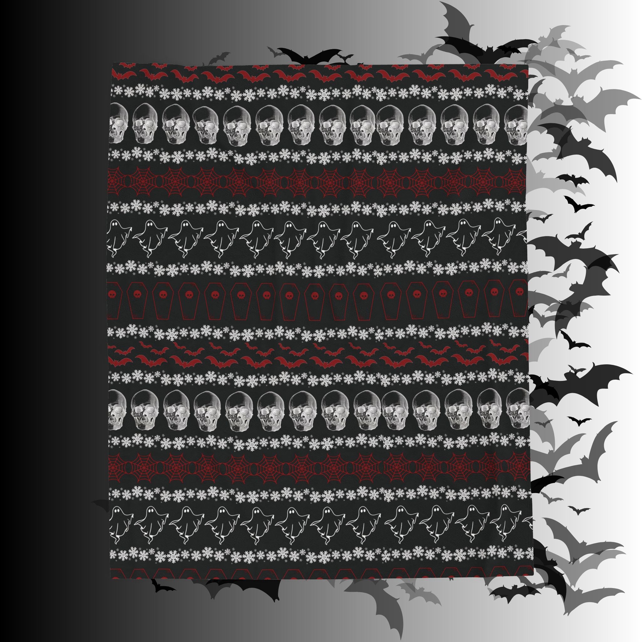 Merry Creepmas Print Throw Blanket — Gothic Holiday Home Decor