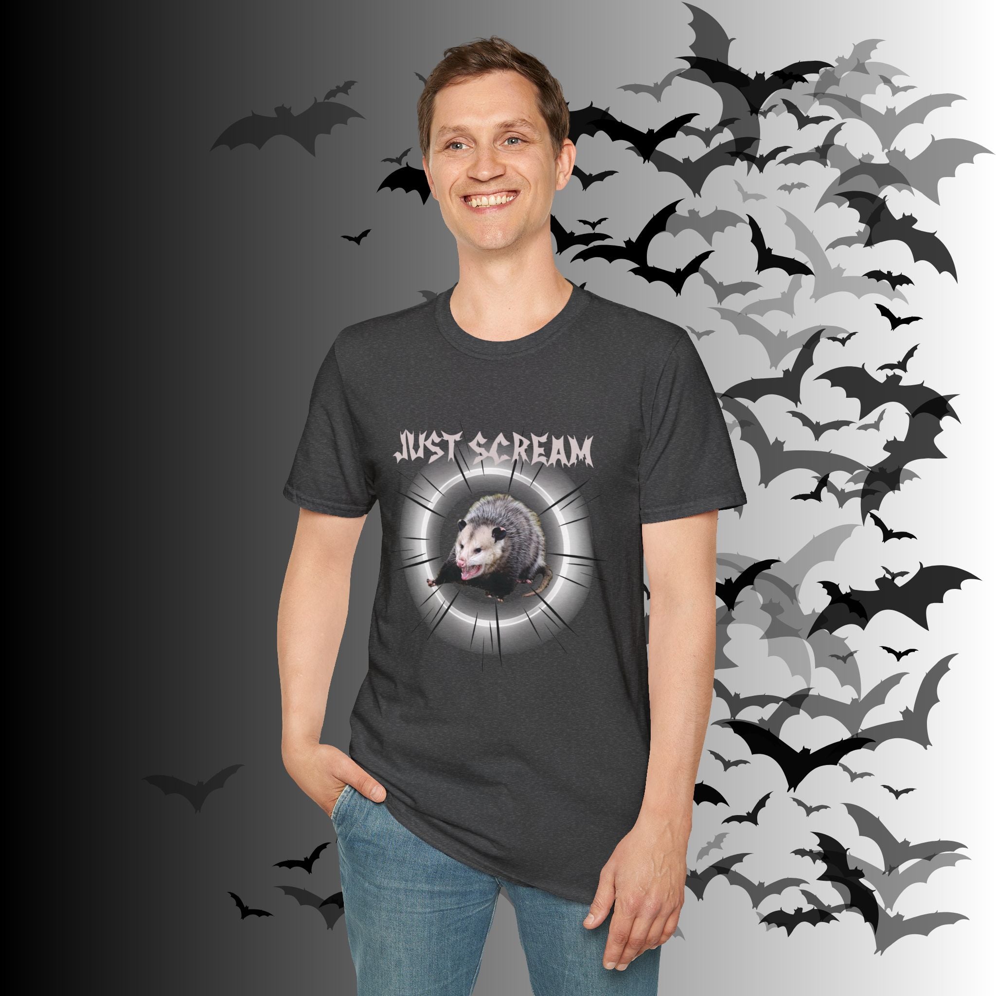 "Just Scream" Possum T-Shirt — Edgy Humor Gothic Tee