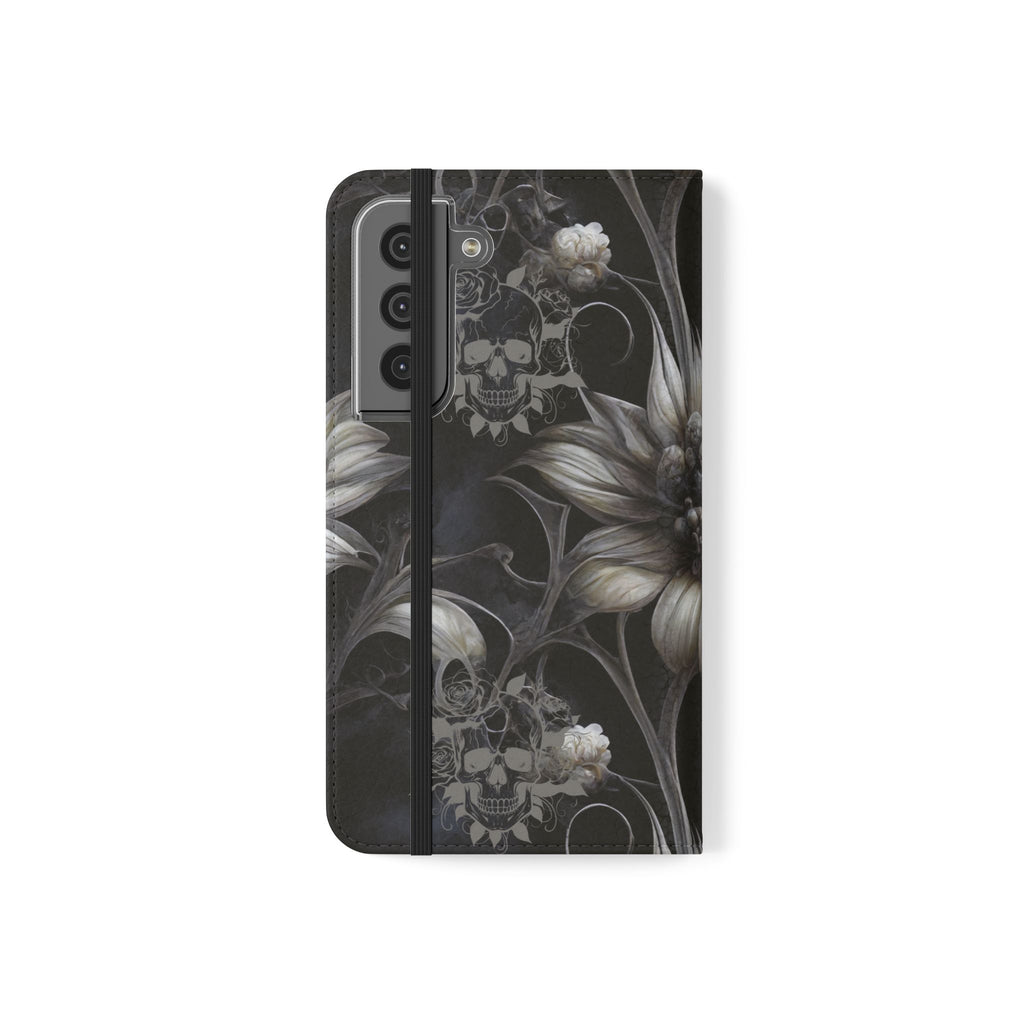 Goth Botanical Flip Wallet Case for iPhone and Samsung Galaxy Phones