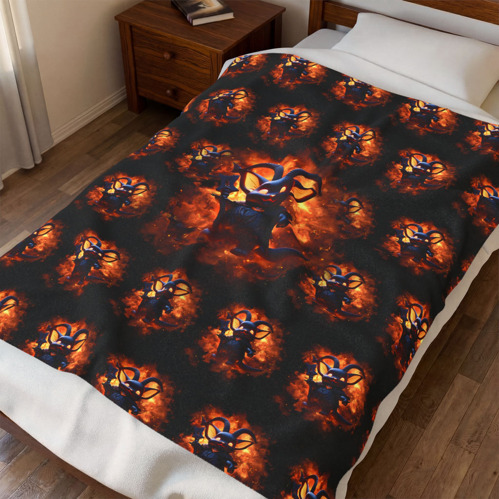 Whimsigoth Chibi Baphomet Throw Blanket — Gothic Occult Home Decor