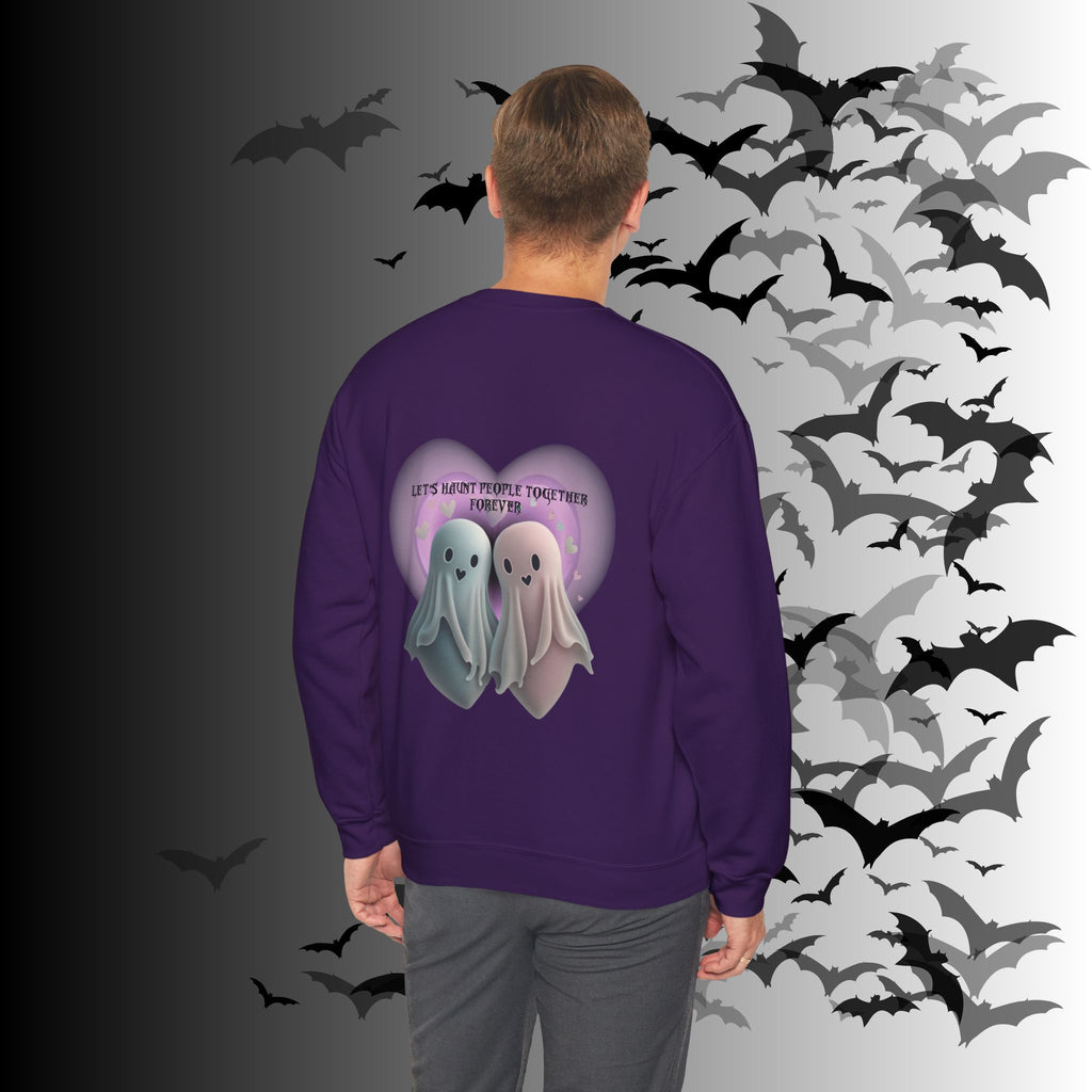 Let's Haunt People Together Forever Crewneck Sweatshirt — Gothic Valentine's Couples Ghost
