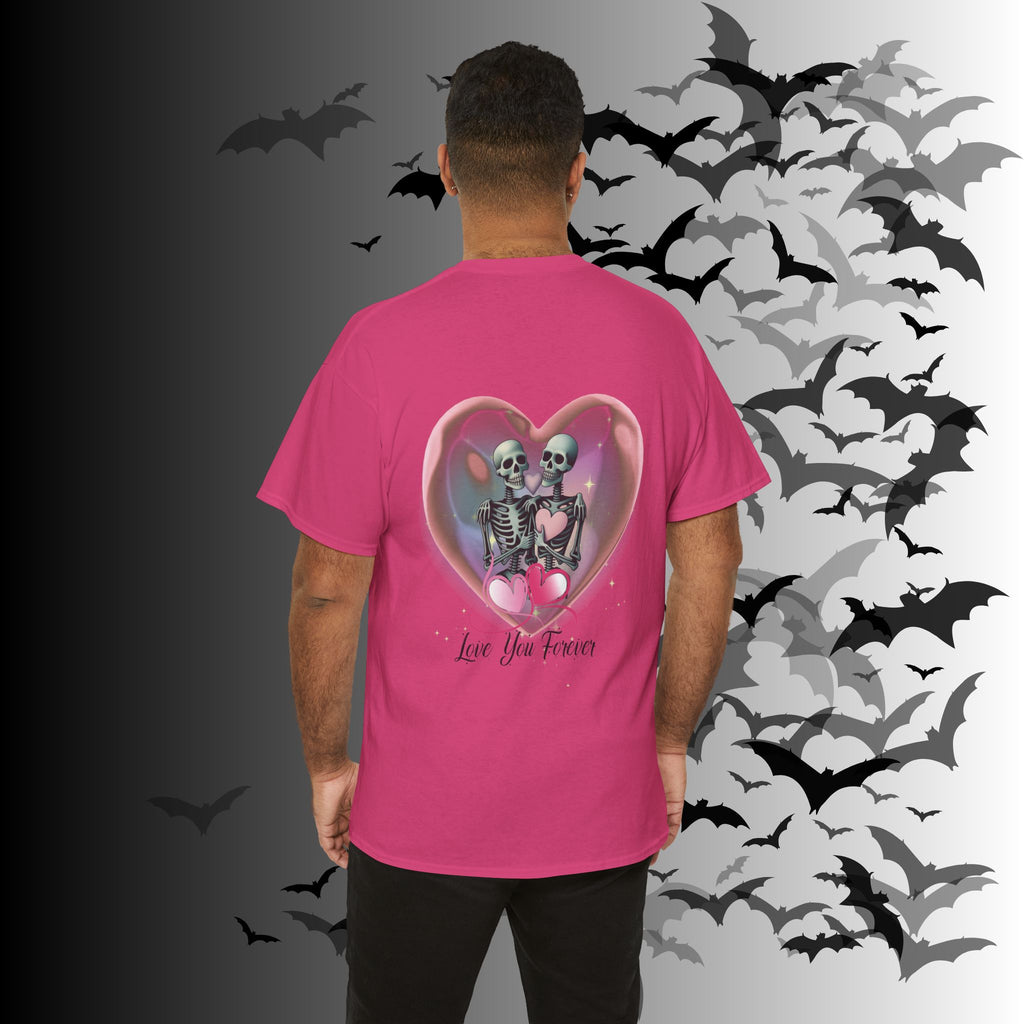 "Love You Forever" Gothic Skeleton Couples T-Shirt — Goth Valentine's Day Matching Tee