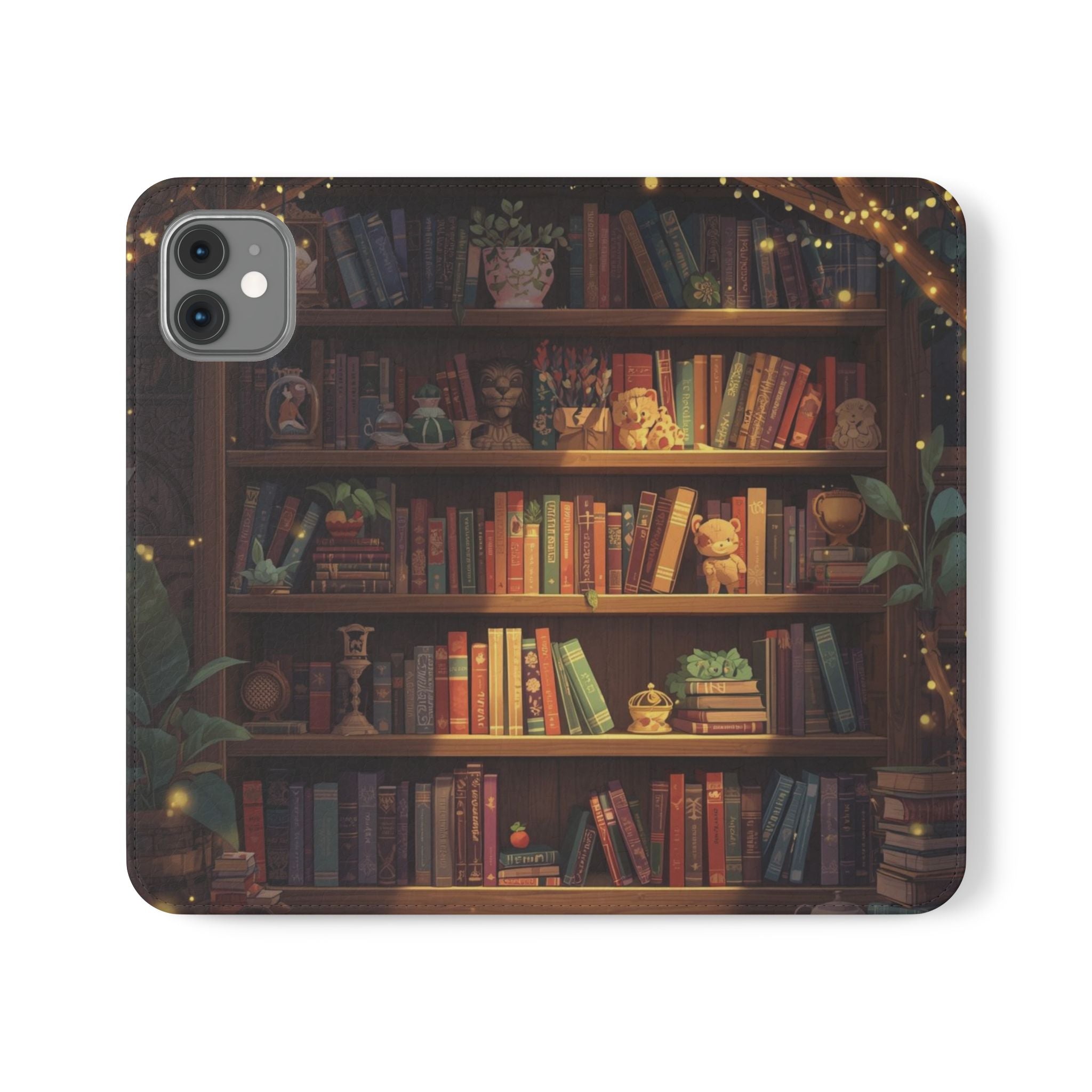 Whimsigoth Bookcase Wallet Flip Case - Romantasy Reader Phone Wallet - Book Pattern Flip Case - Bookish Phone Case