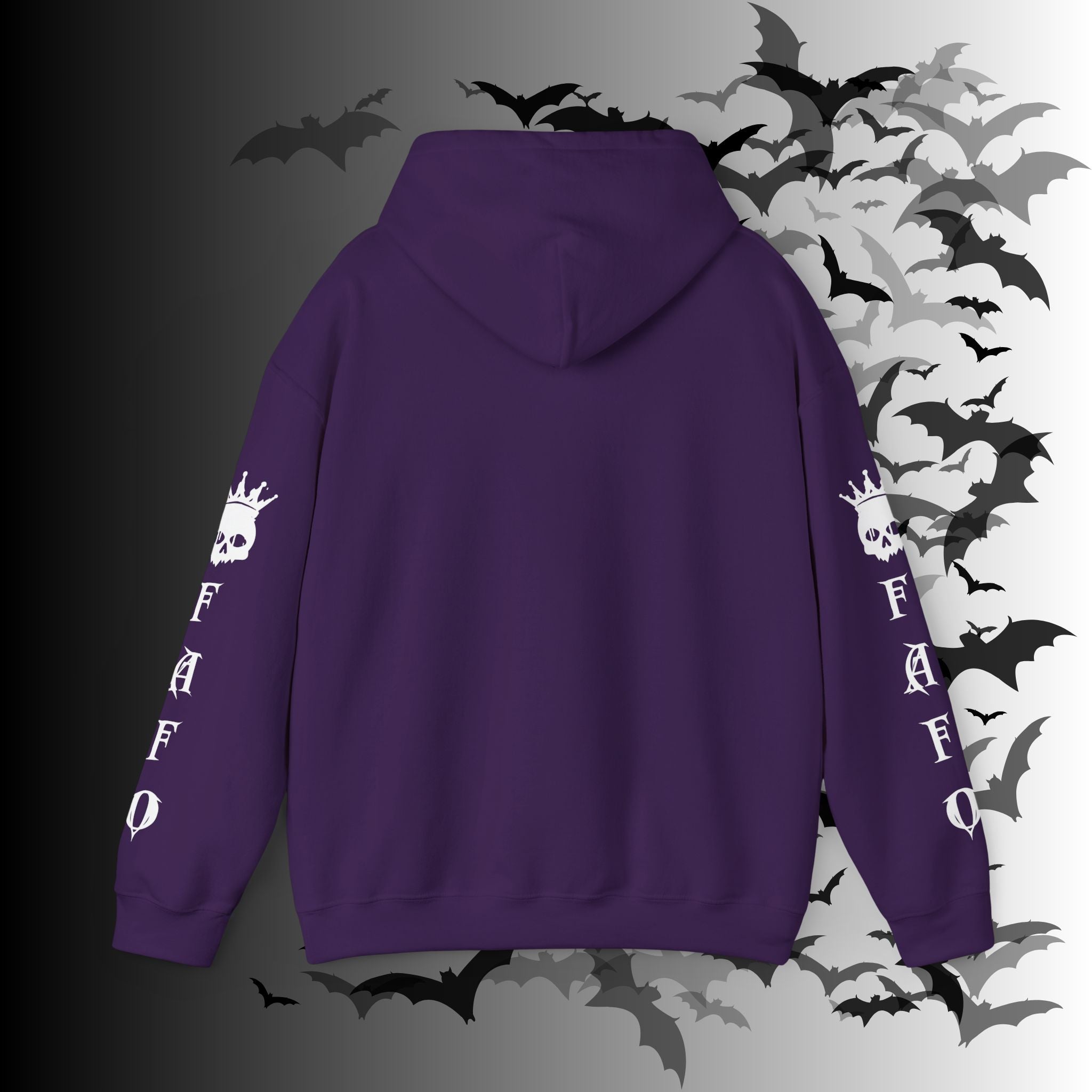 I Identify As a Threat Hoodie — Gothic Skull Sleeve Print FAFO Black