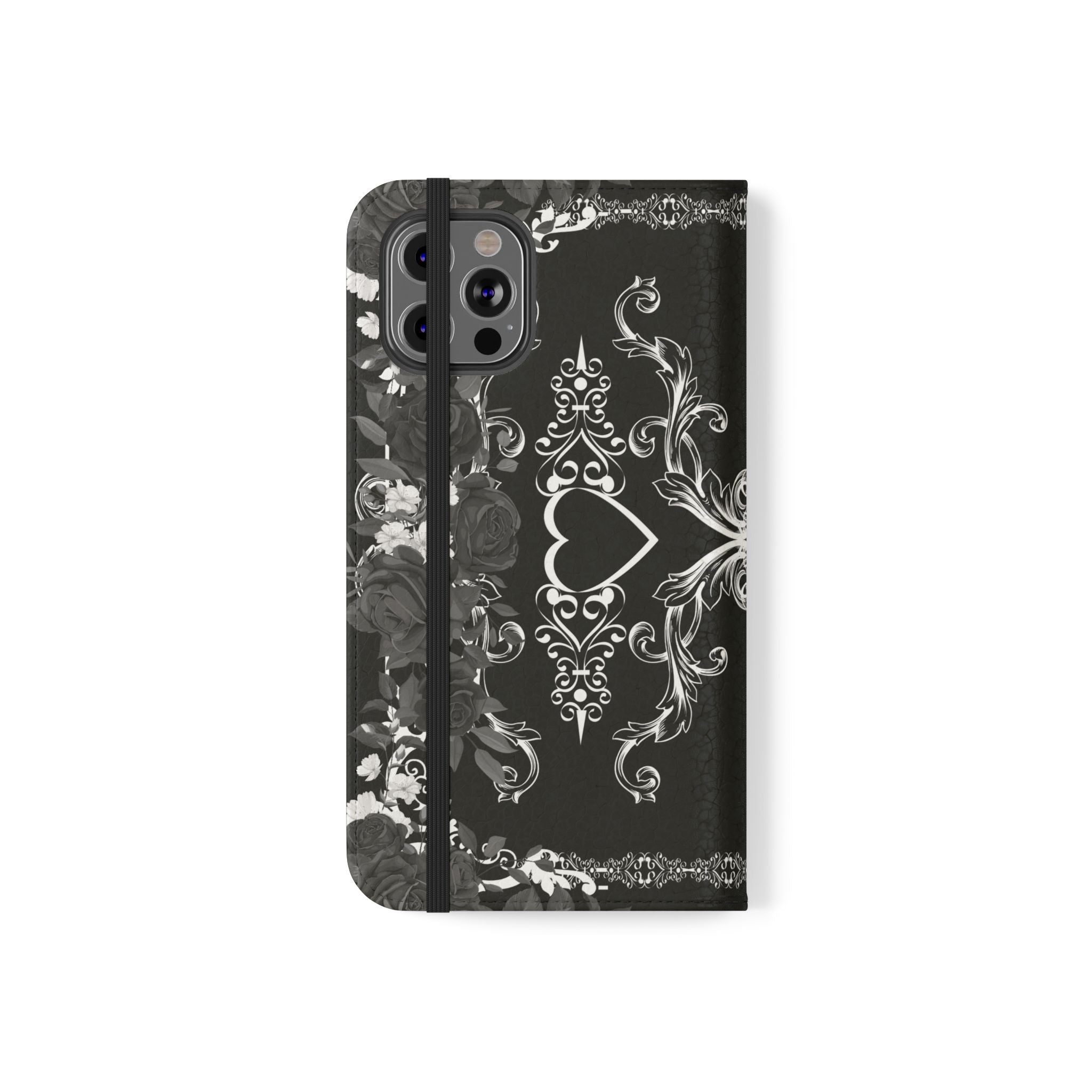 Romantic Goth Wallet Flip Case - Goth Botanical Phone Case
