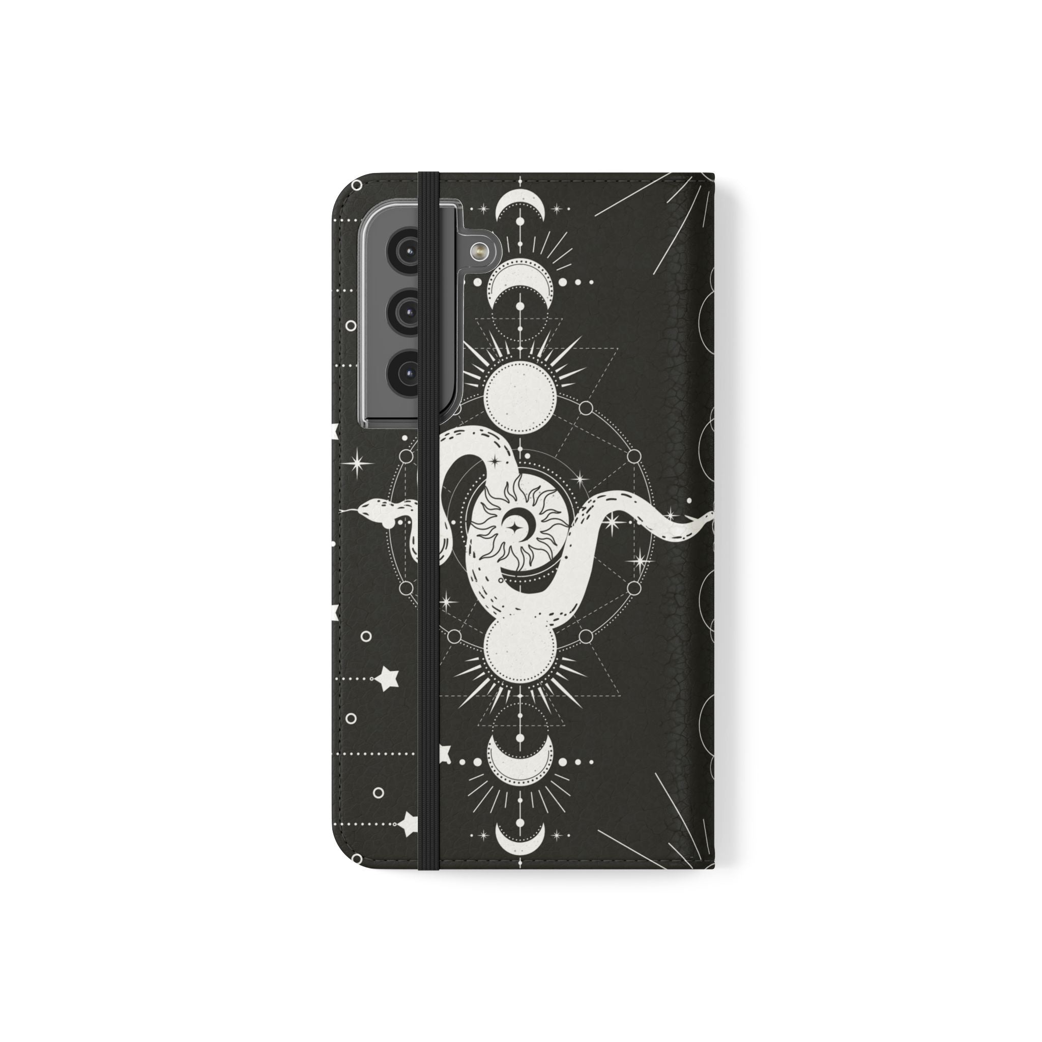 Gothic Style Celestial Snake Moon Phases Wallet Flip PhoneCase - Celestial Style Phone Case for iPhone and Samsung - Moon Phases Wallet Case