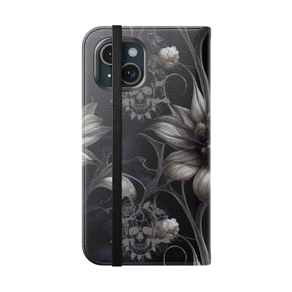 Goth Botanical Flip Wallet Case for iPhone and Samsung Galaxy Phones