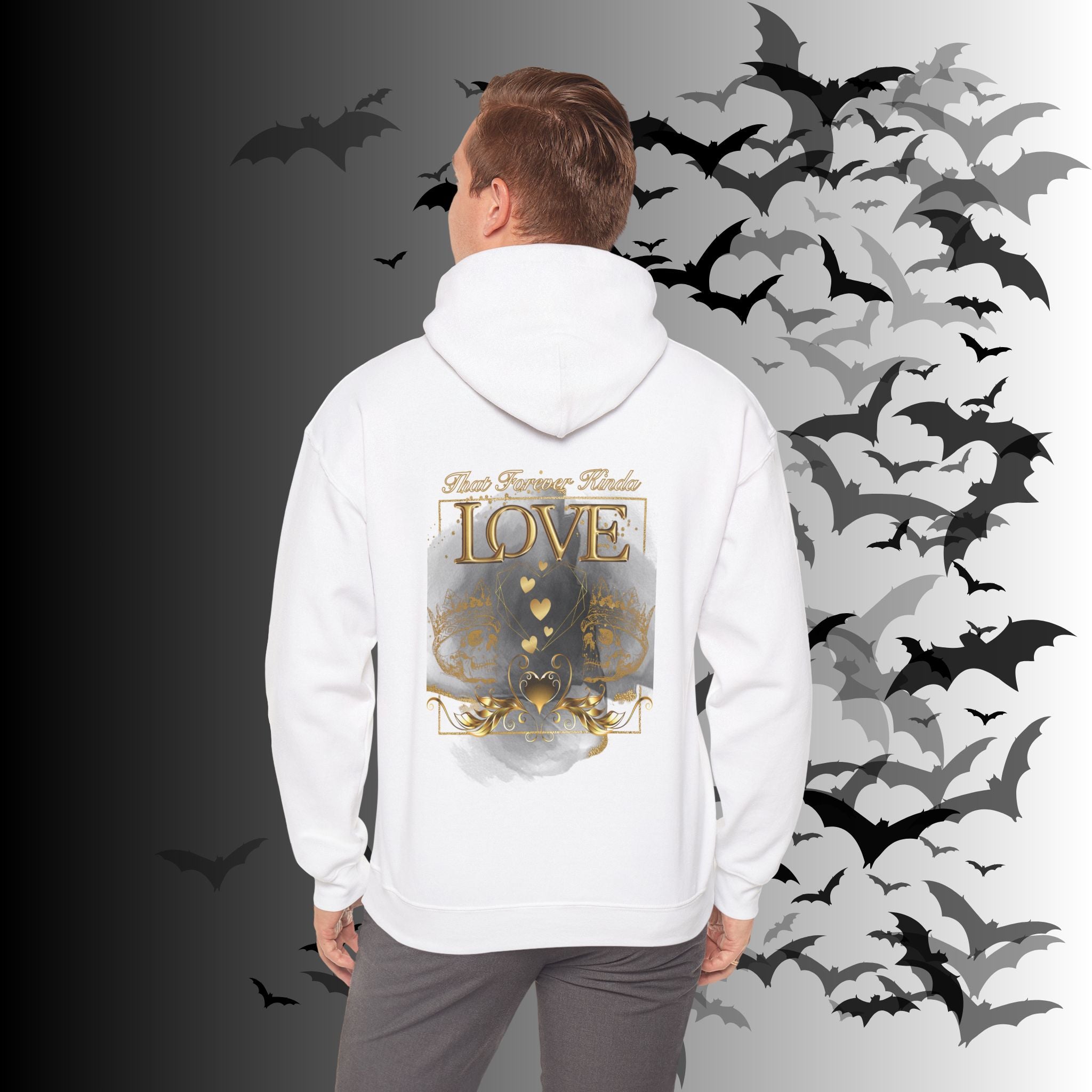That Forever Kinda Love Hoodie — Gothic Gold Skull Couples Pullover
