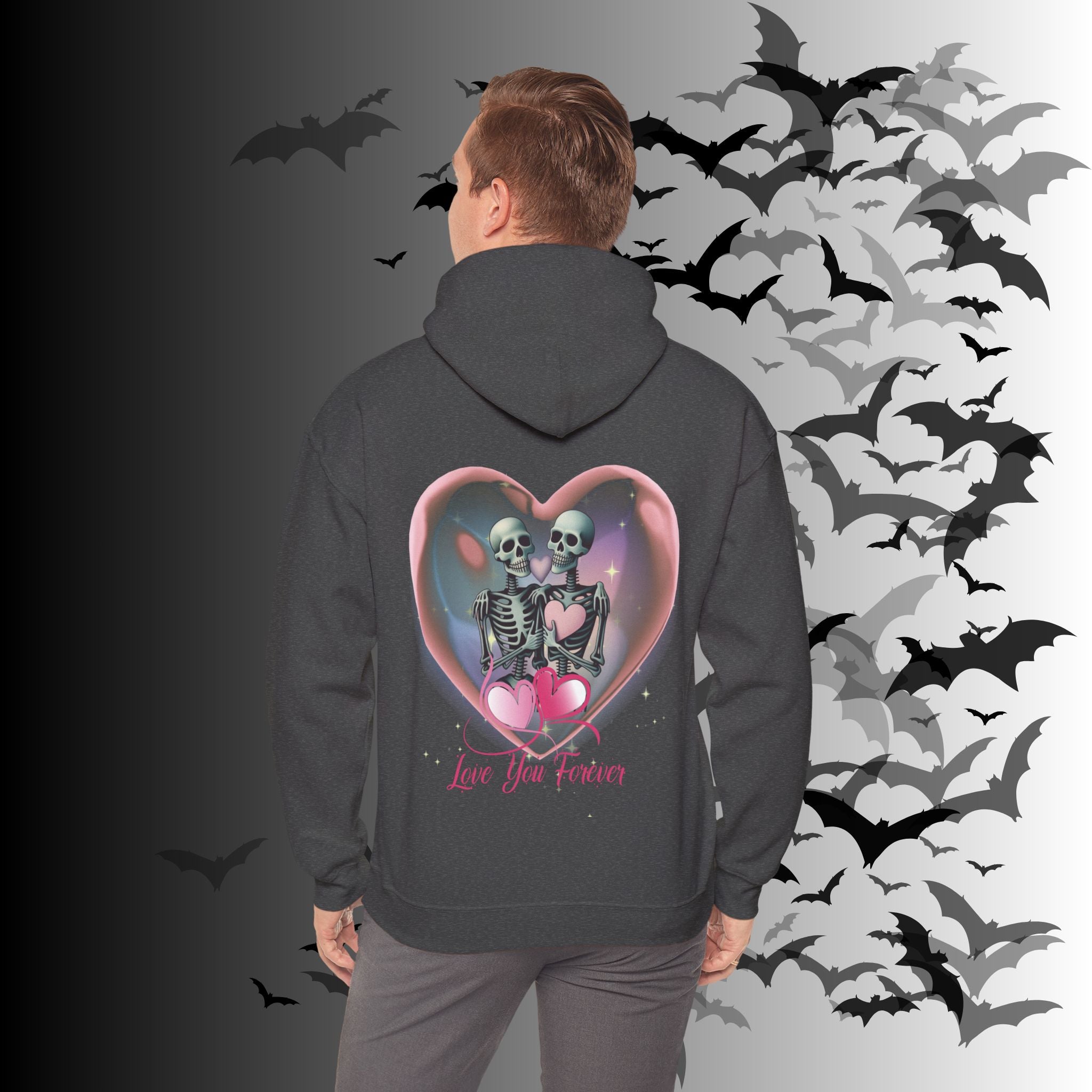 Love You Forever Skeleton Hoodie — Gothic Valentine's Couples Pullover