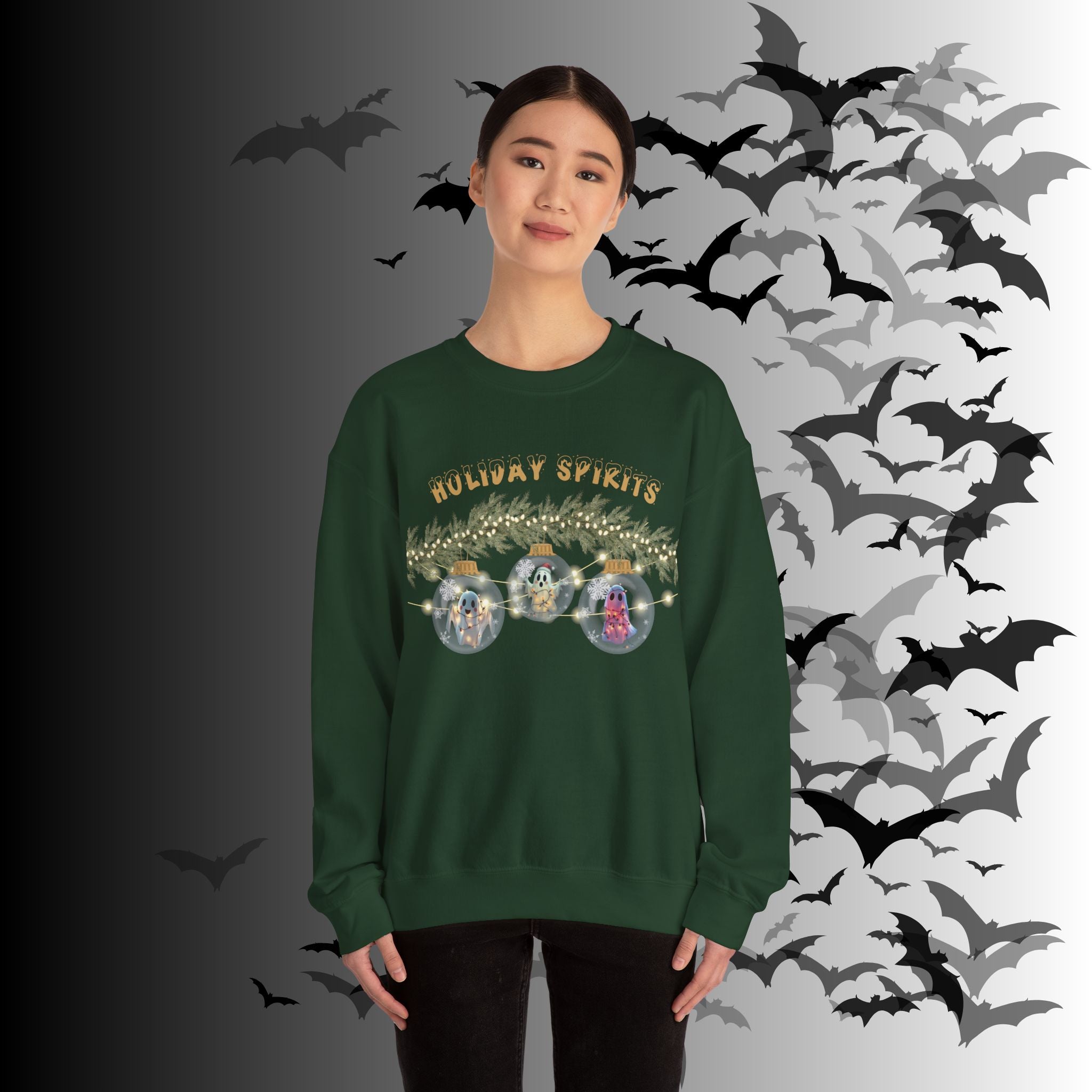 Holiday Spirits Crewneck Sweatshirt — Ghost Christmas Ornament Gothmas