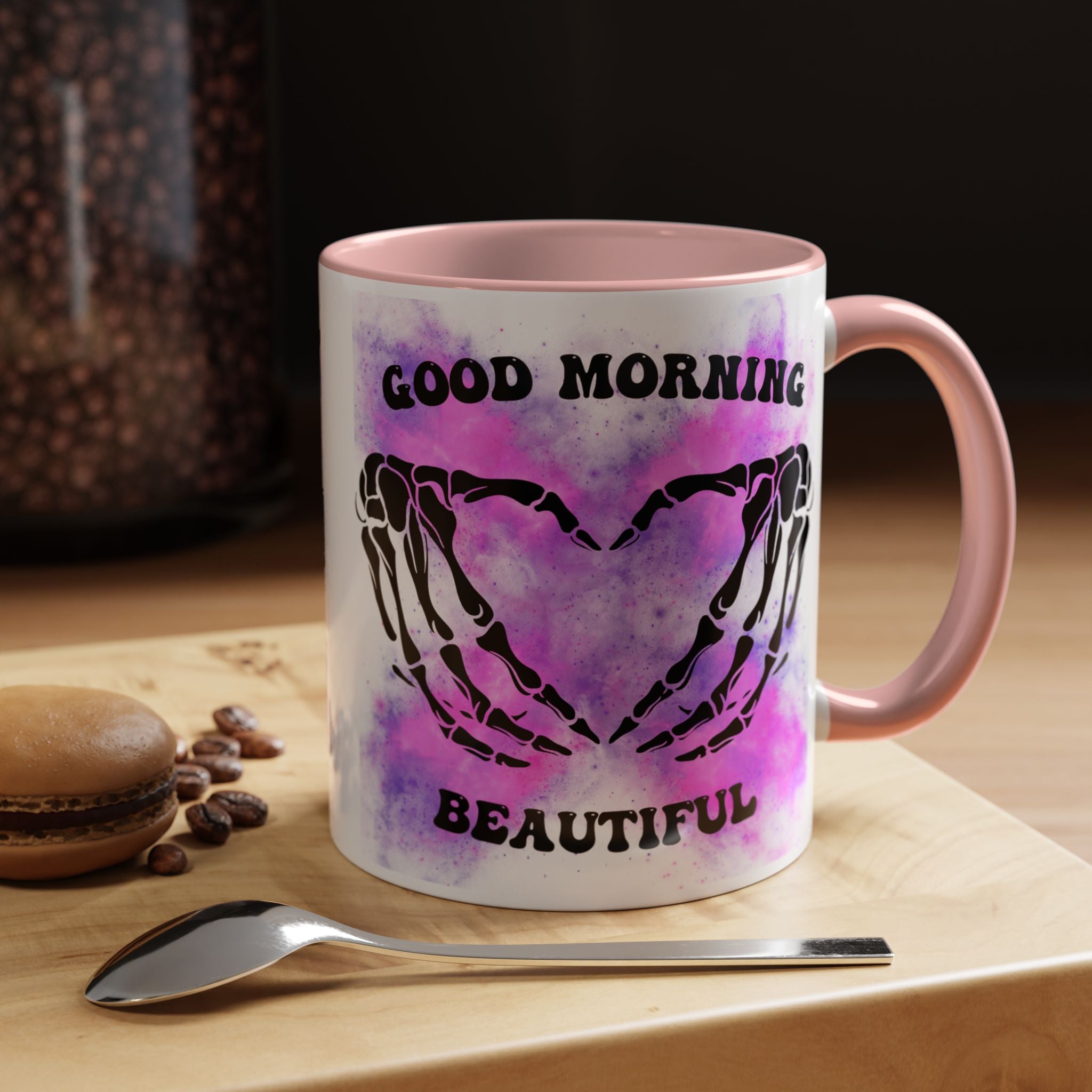 Good Morning Beautiful Fuck Off Skeleton Hands Accent Coffee Mug