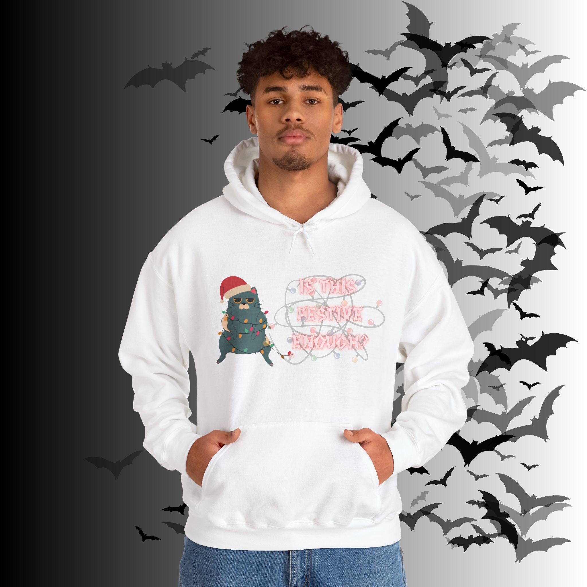 Is This Festive Enough Cat Hoodie — Grumpy Christmas Cat Pullover
