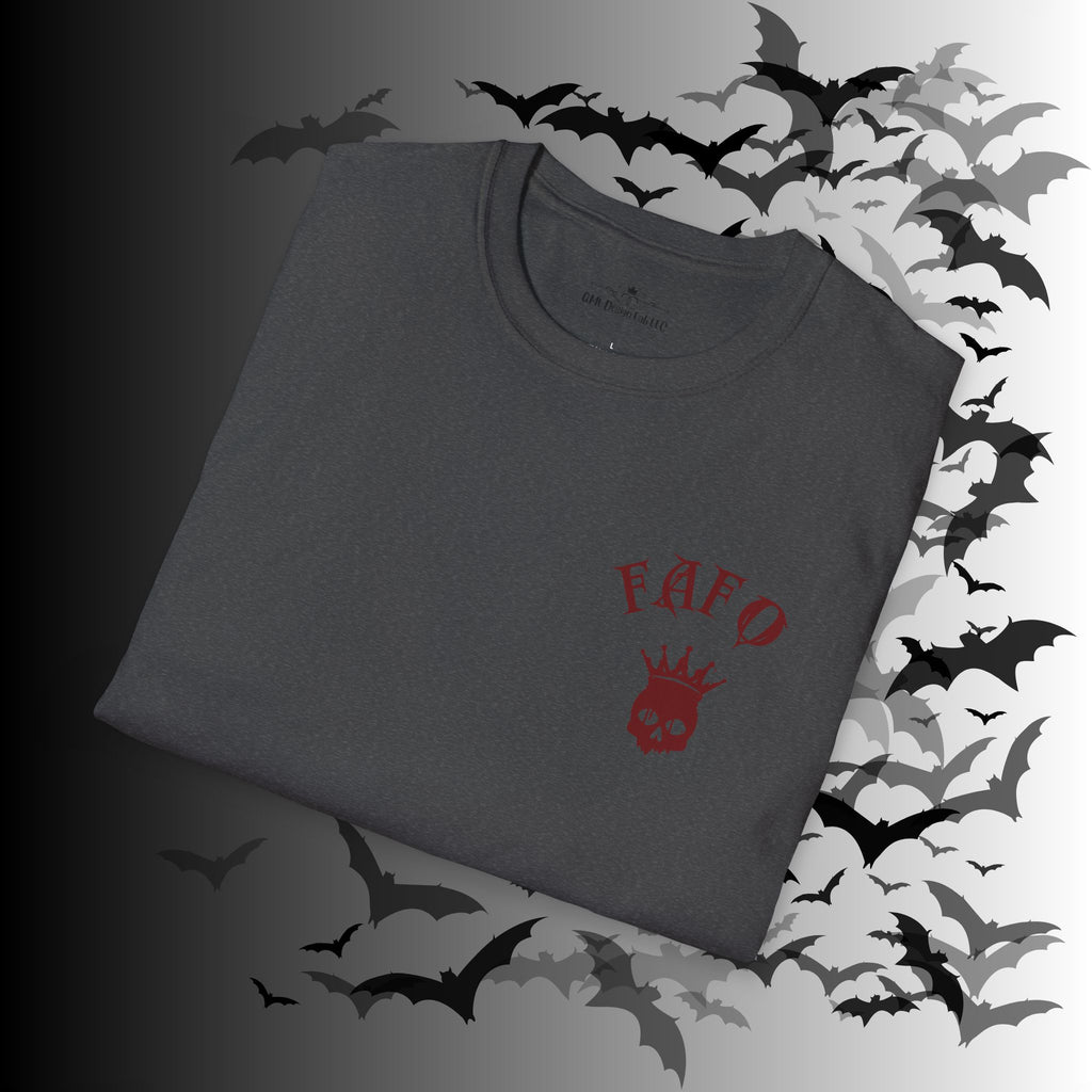 "FAFO" I Identify As A Threat T-Shirt — Gothic Humor Front & Back Print