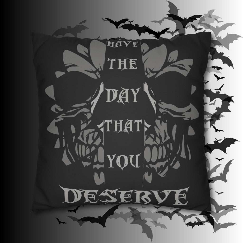 Gothic Floral Skull Throw Pillow — Dark Botanical Moody Home Decor