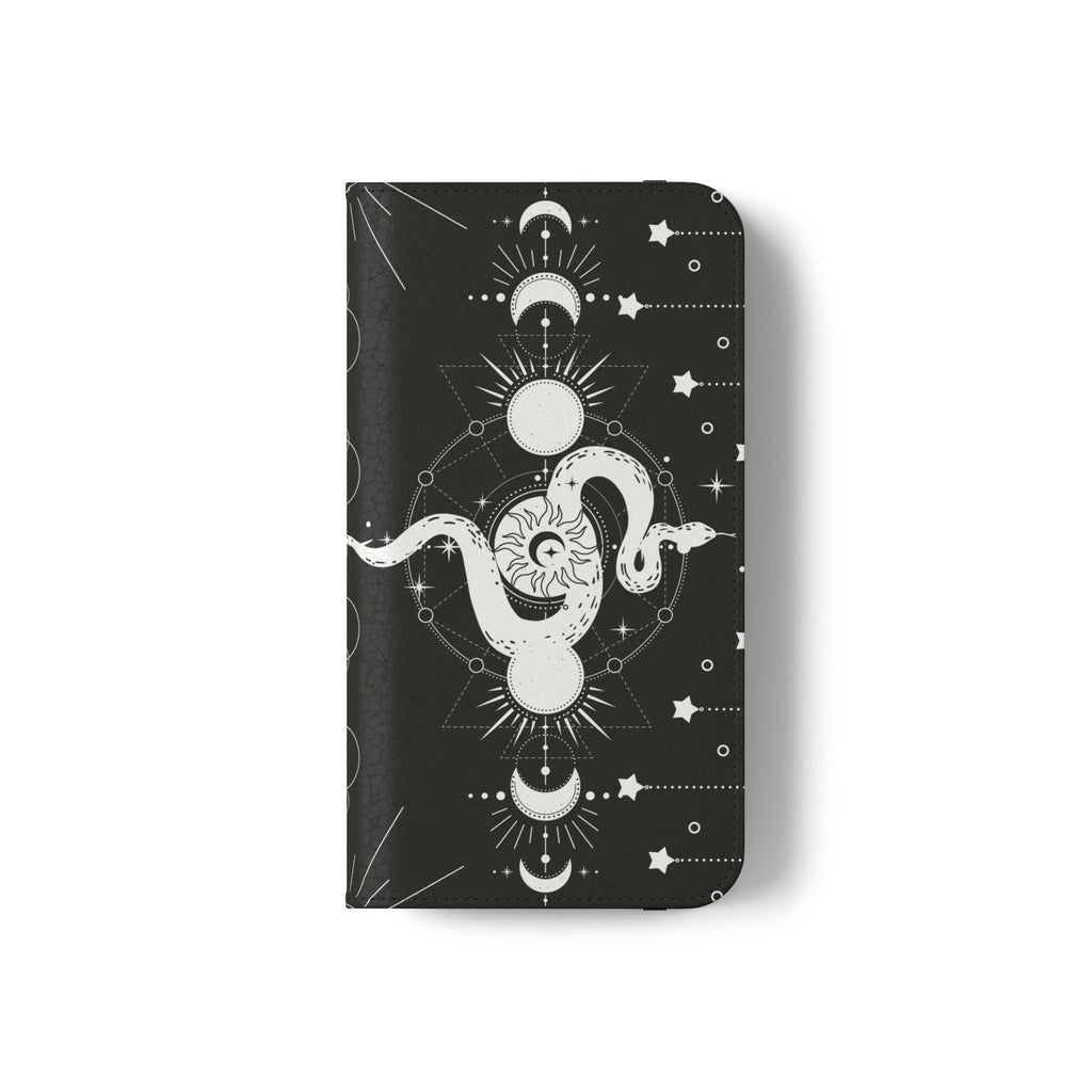 Gothic Style Celestial Snake Moon Phases Wallet Flip PhoneCase - Celestial Style Phone Case for iPhone and Samsung - Moon Phases Wallet Case