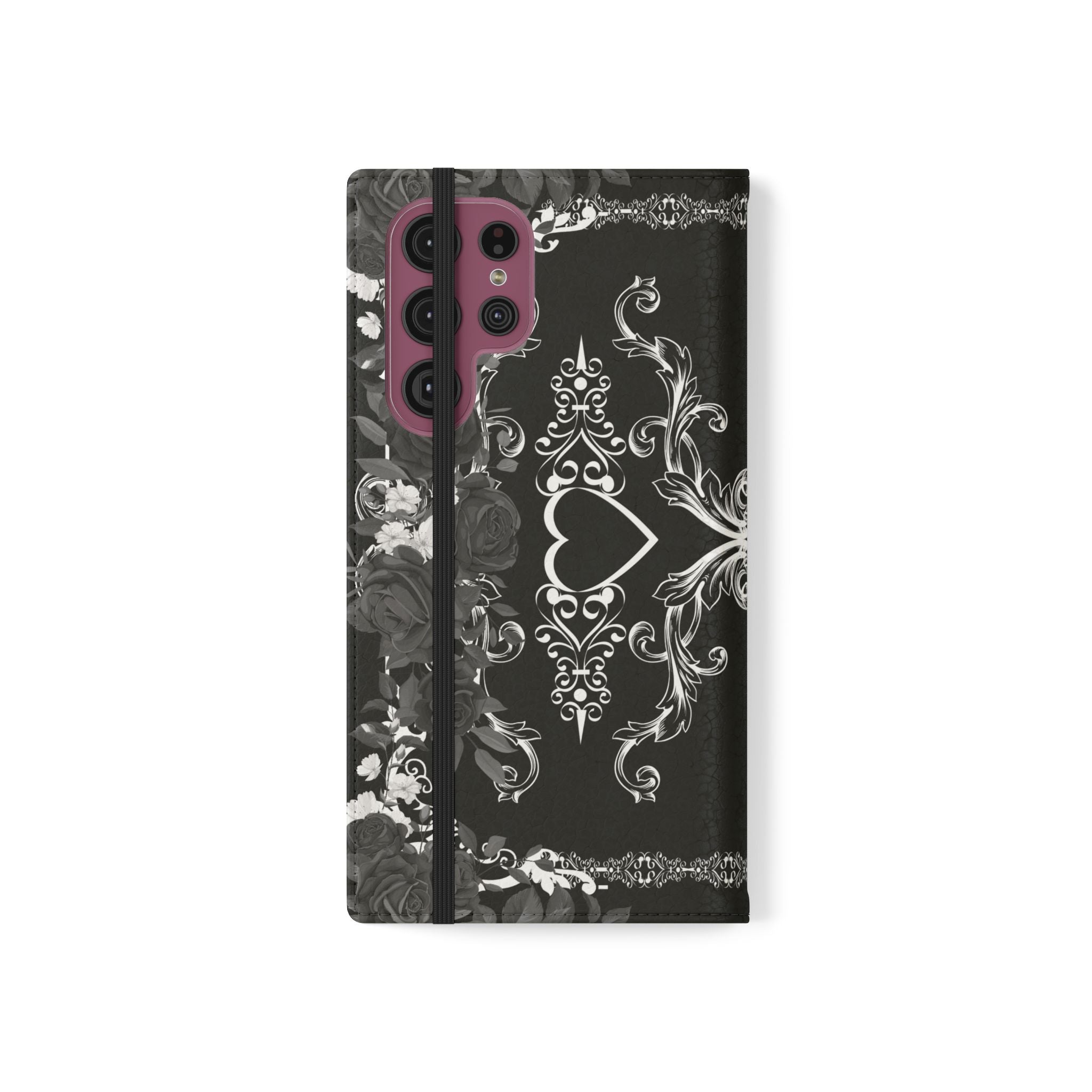 Romantic Goth Wallet Flip Case - Goth Botanical Phone Case
