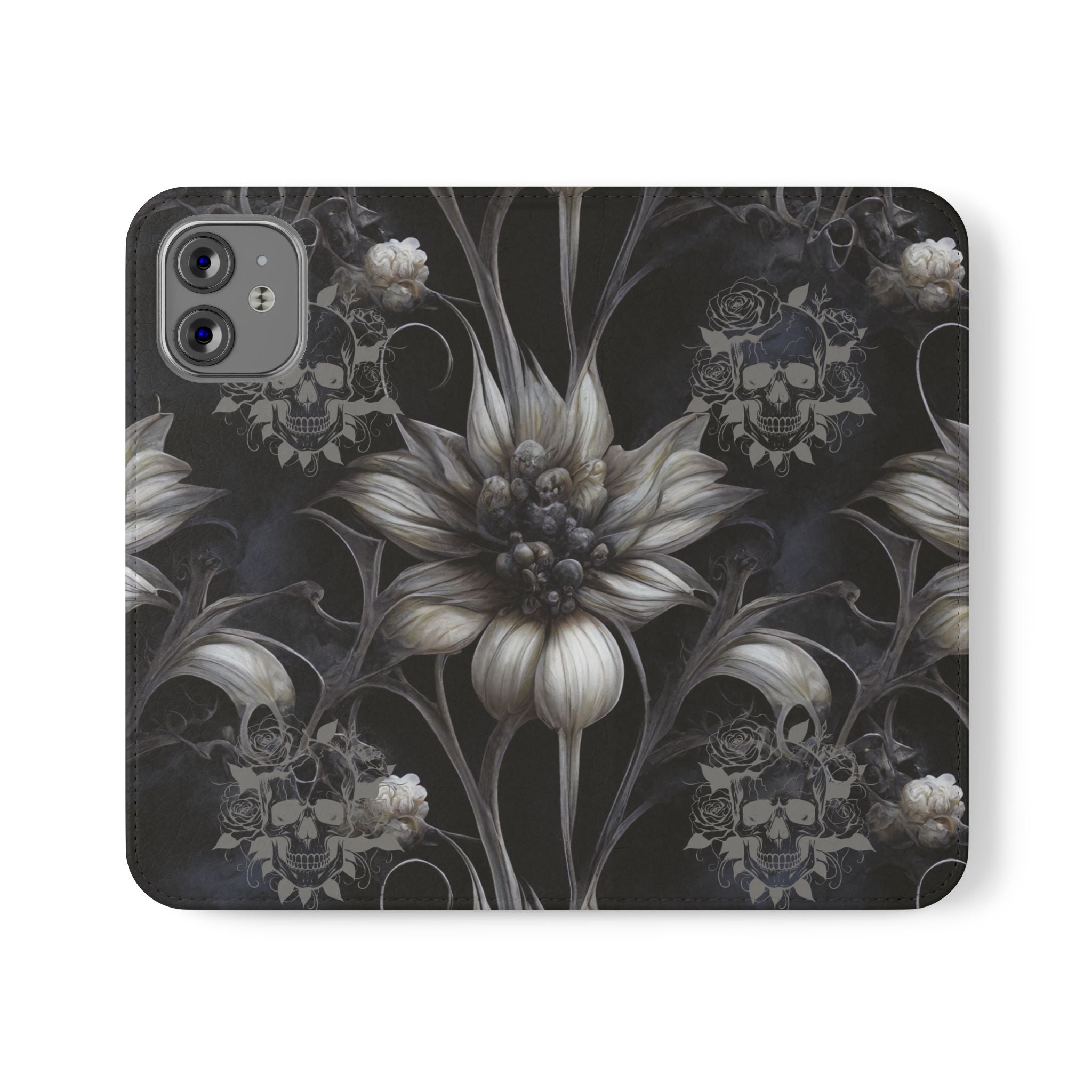 Goth Botanical Flip Wallet Case for iPhone and Samsung Galaxy Phones