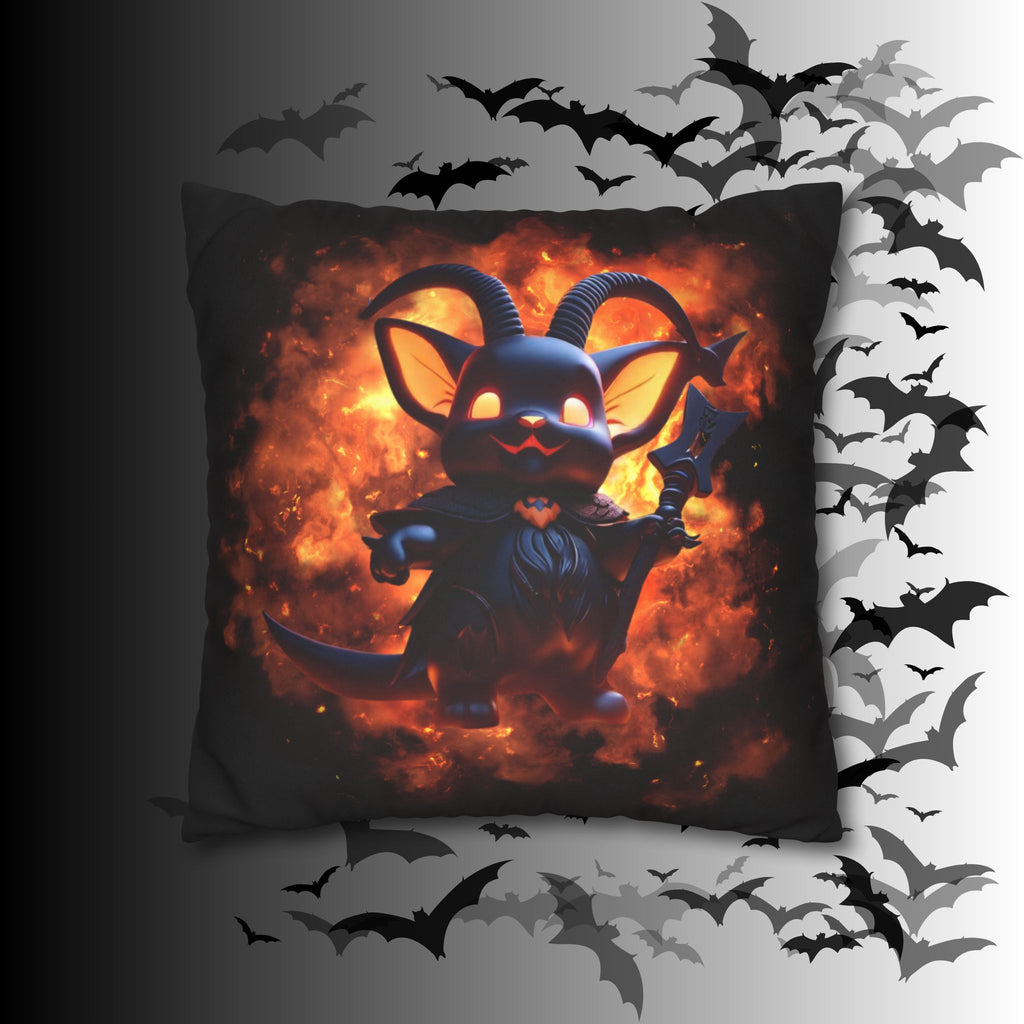 Cute Baphomet Throw Pillow — Gothic Occult Dark Home Decor