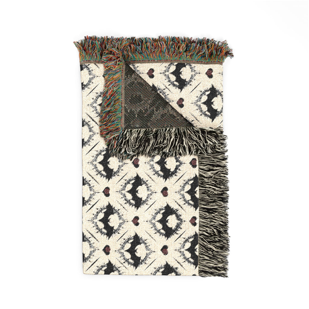 Gothic Bat Pattern Woven Cotton Throw Blanket — Fringe Bat Home Decor
