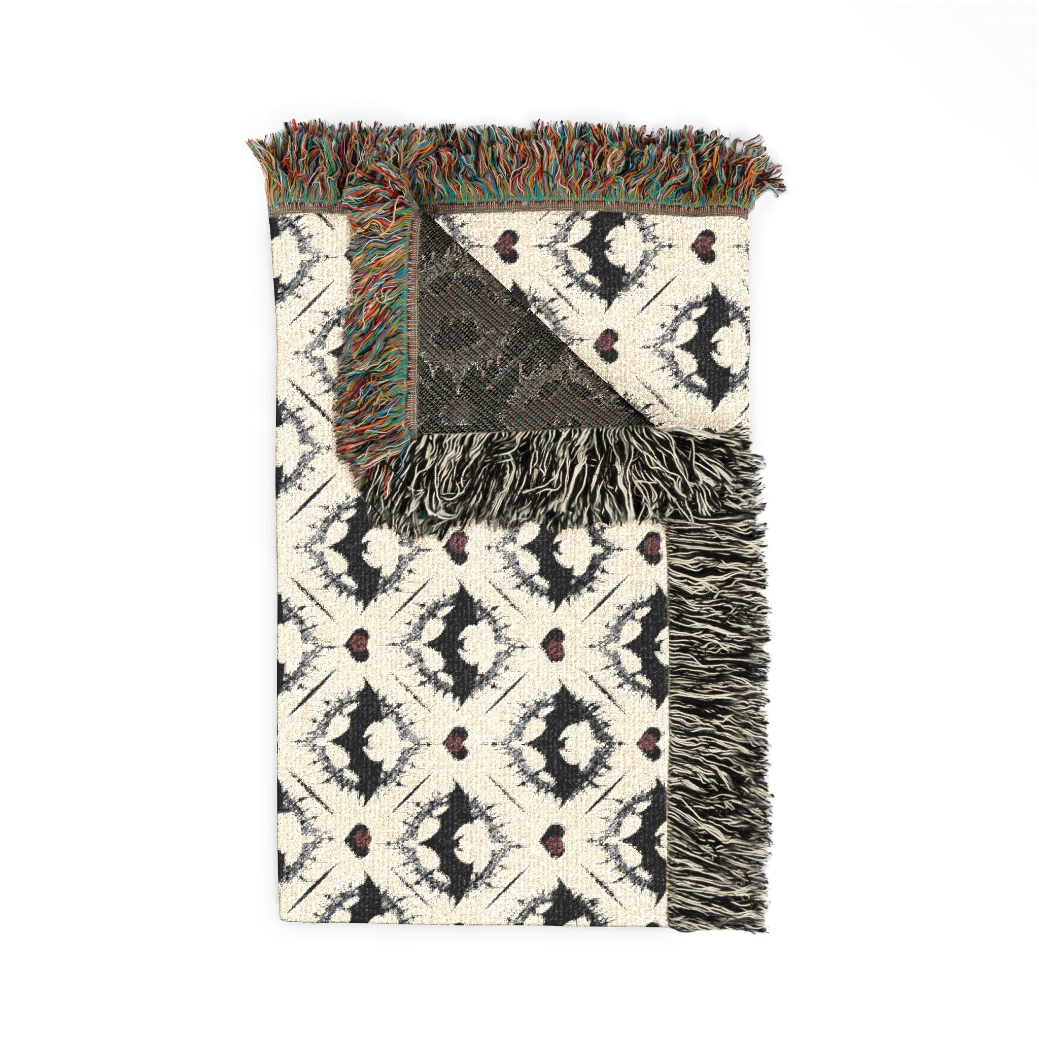 Gothic Bat Pattern Woven Cotton Throw Blanket — Fringe Bat Home Decor