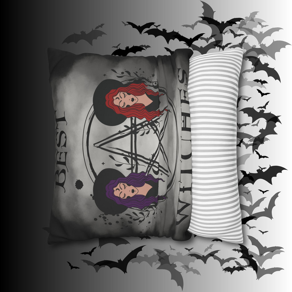 Best Witches Gothic BFF Throw Pillow — Witch Dark Cottagecore Home Decor