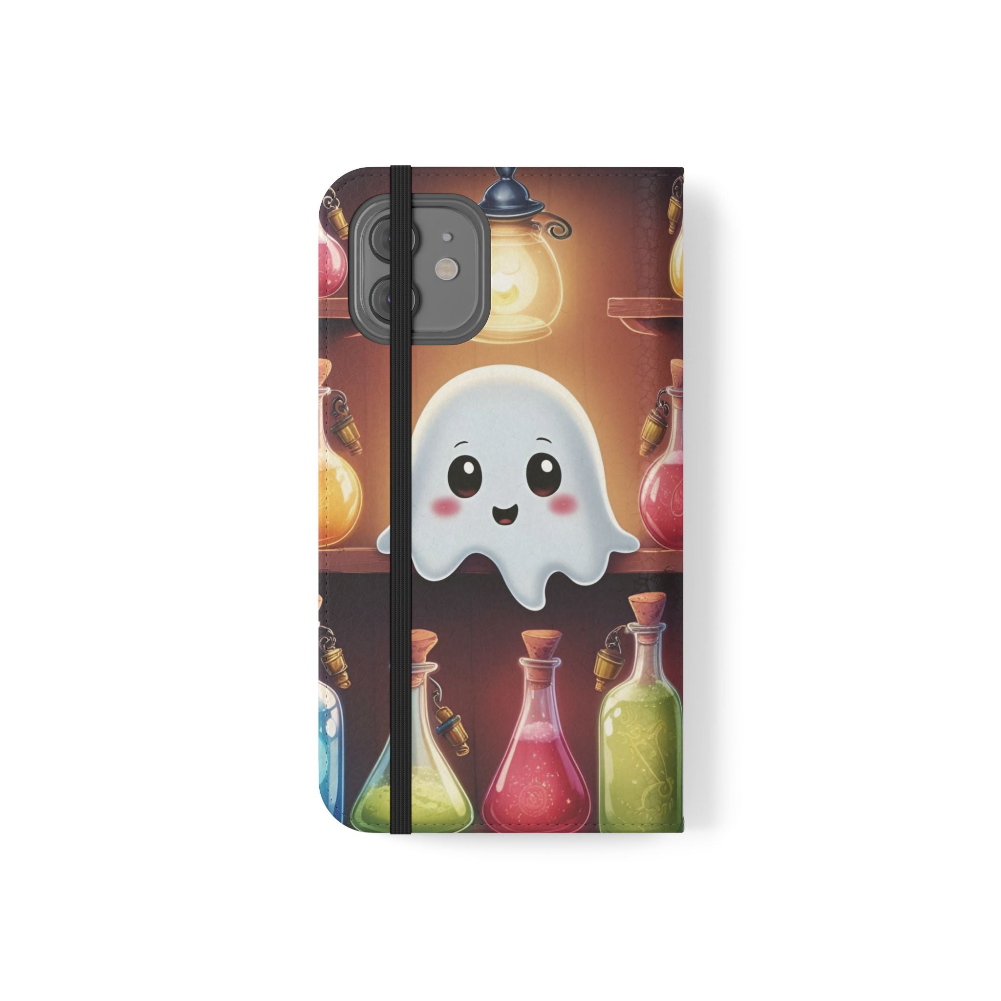 Apothecary Ghost Flip Wallet Case - Spooky Halloween Phone Case - Gothic Ghost Smartphone Case -  Ghost on a Shelf Wallet Case