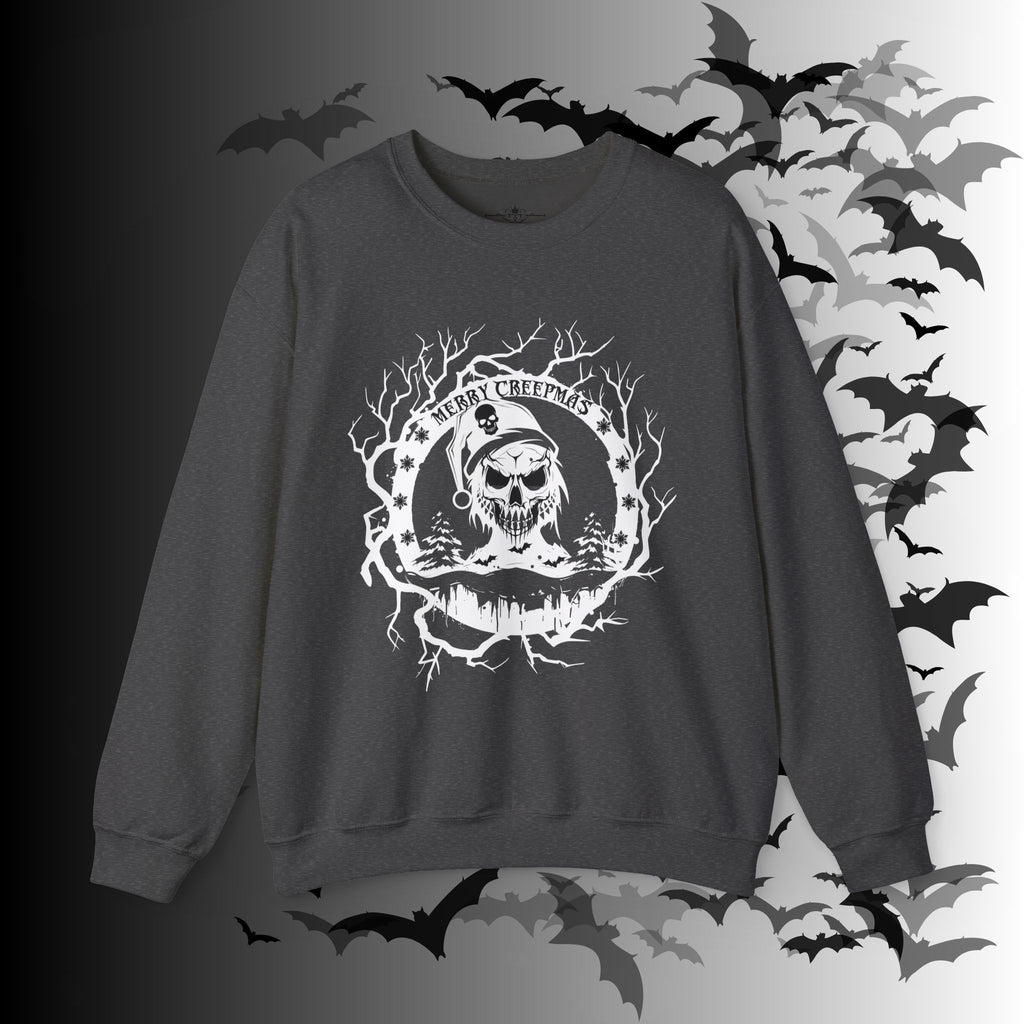 Merry Creepmas Crewneck Sweatshirt — Gothic Christmas Skull Santa