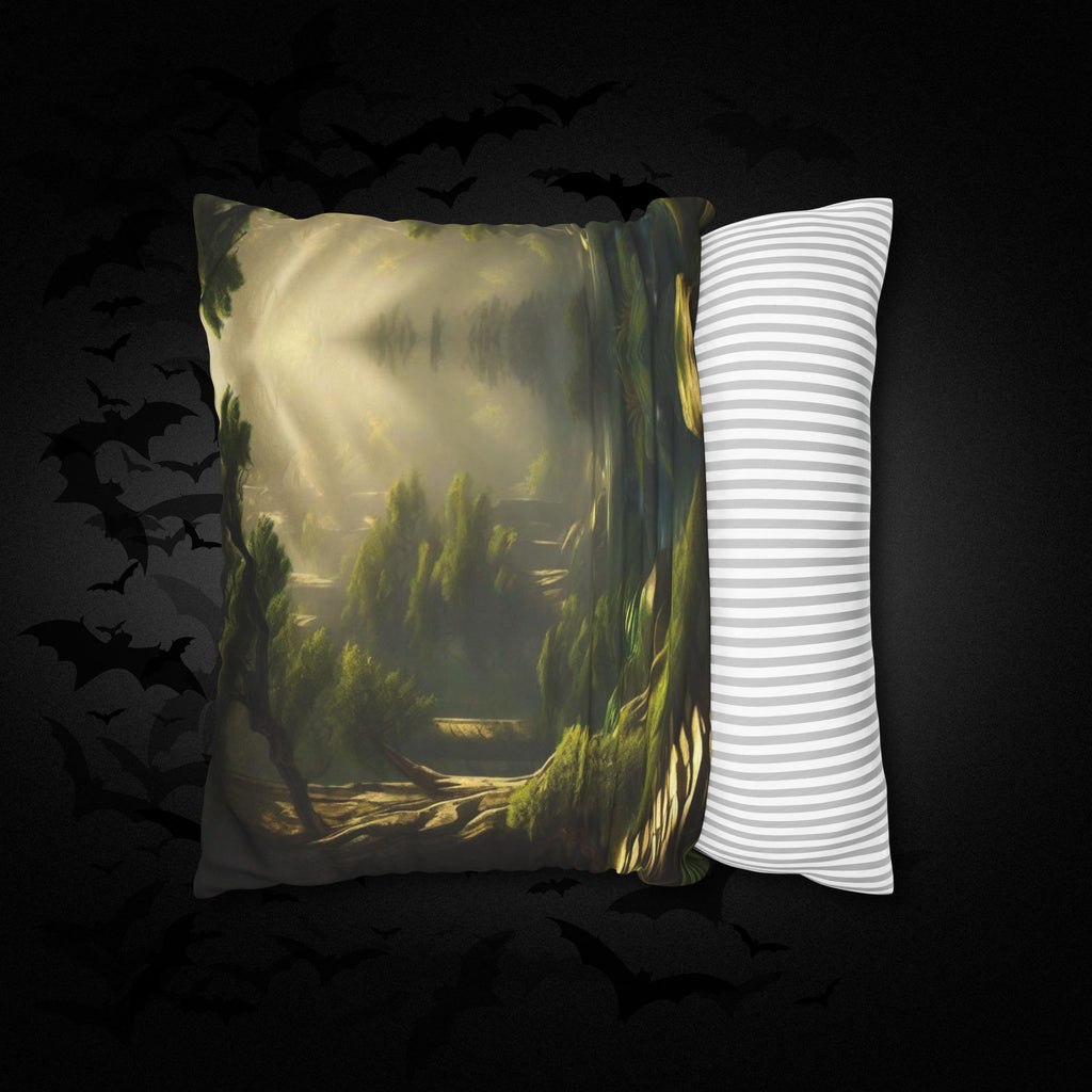 Mystical Forest Throw Pillow — Dark Cottagecore Woodland Home Decor