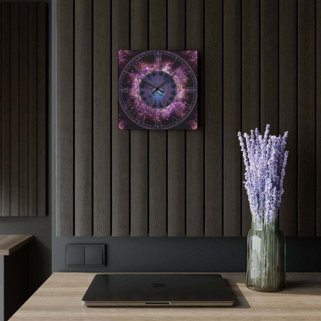 Moon Goddess Galaxy Wall Clock — Celestial Mandala Acrylic Art Print Home Decor