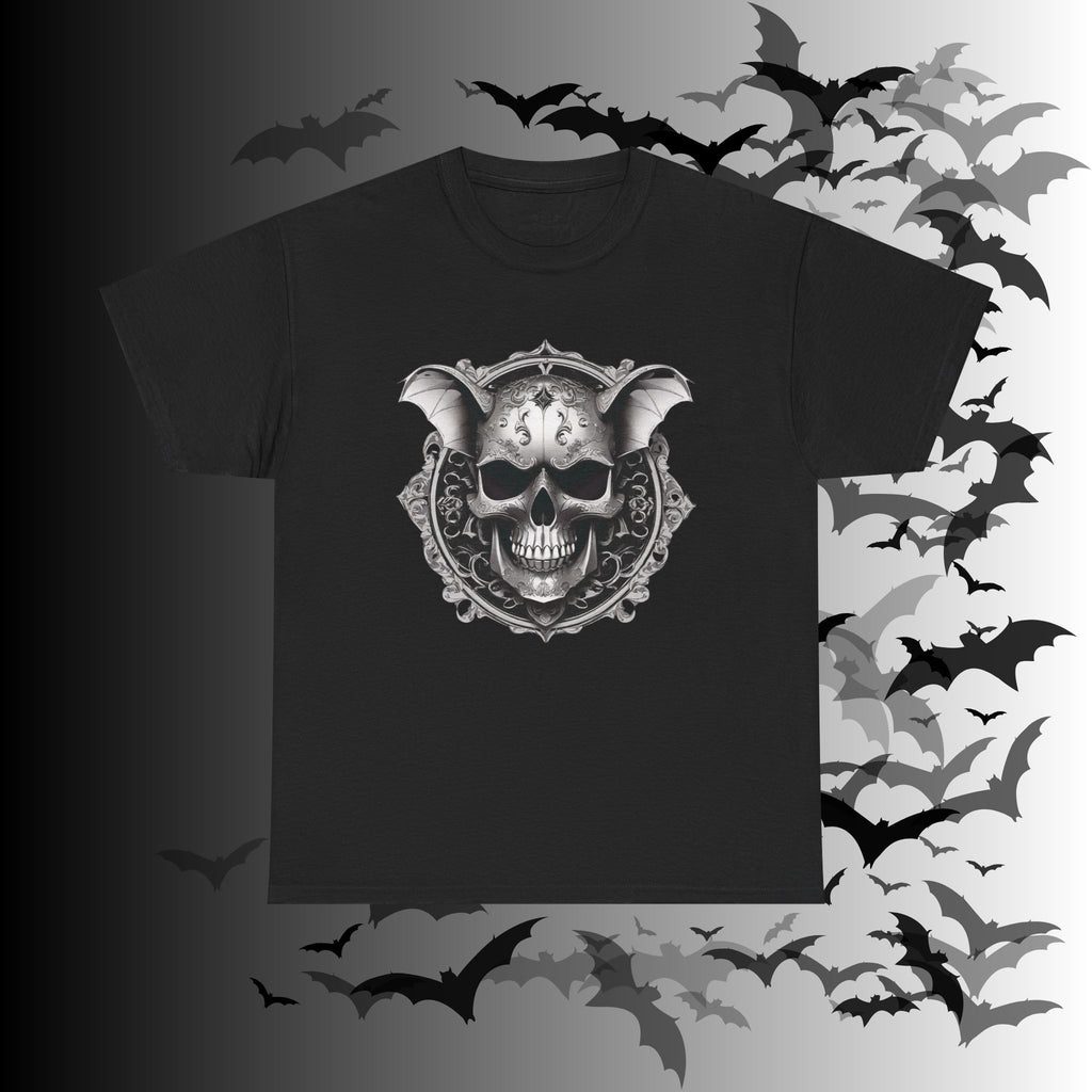 Gothic Bat Skull Crest T-Shirt — Dark Academia Graphic Tee