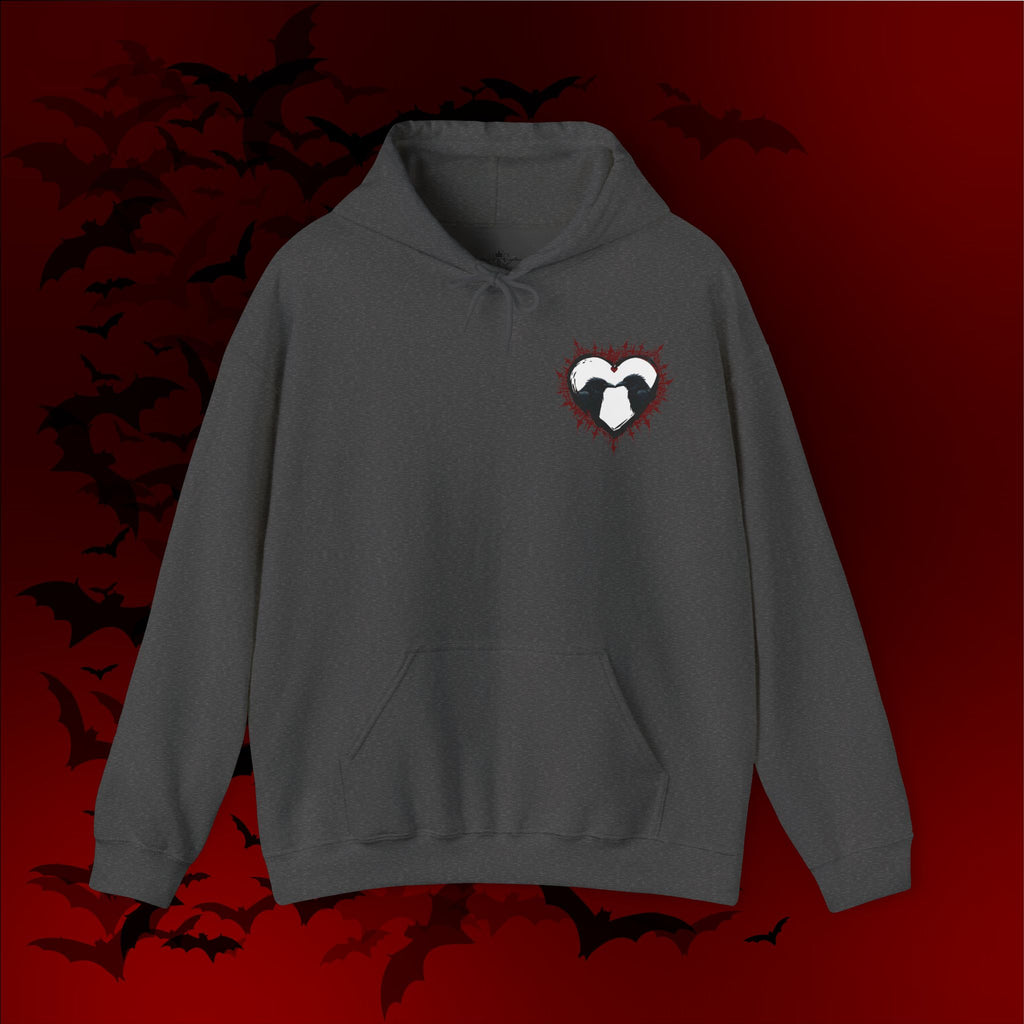 Gothic Raven Heart Hoodie — Dark Romance Valentine's Day Couples Pullover