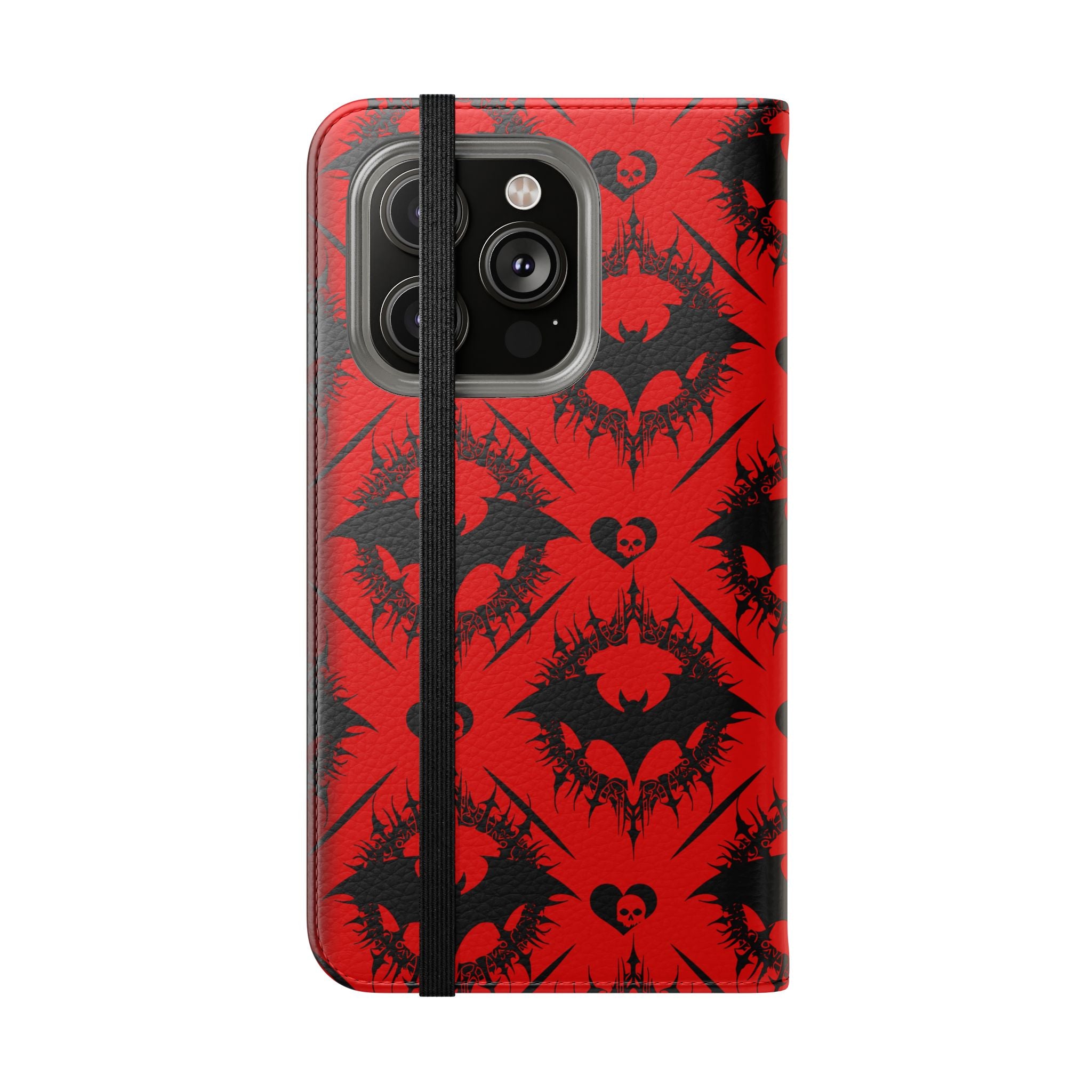 Gothic Bat Wallet Flip Case - Elegant Goth Phone Wallet - Bat Pattern Flip Case - Gothic Phone Case - Stylish Wallet Phone Case