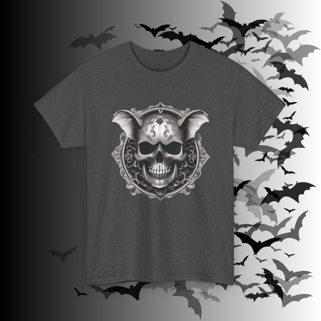 Gothic Bat Skull Crest T-Shirt — Dark Academia Graphic Tee