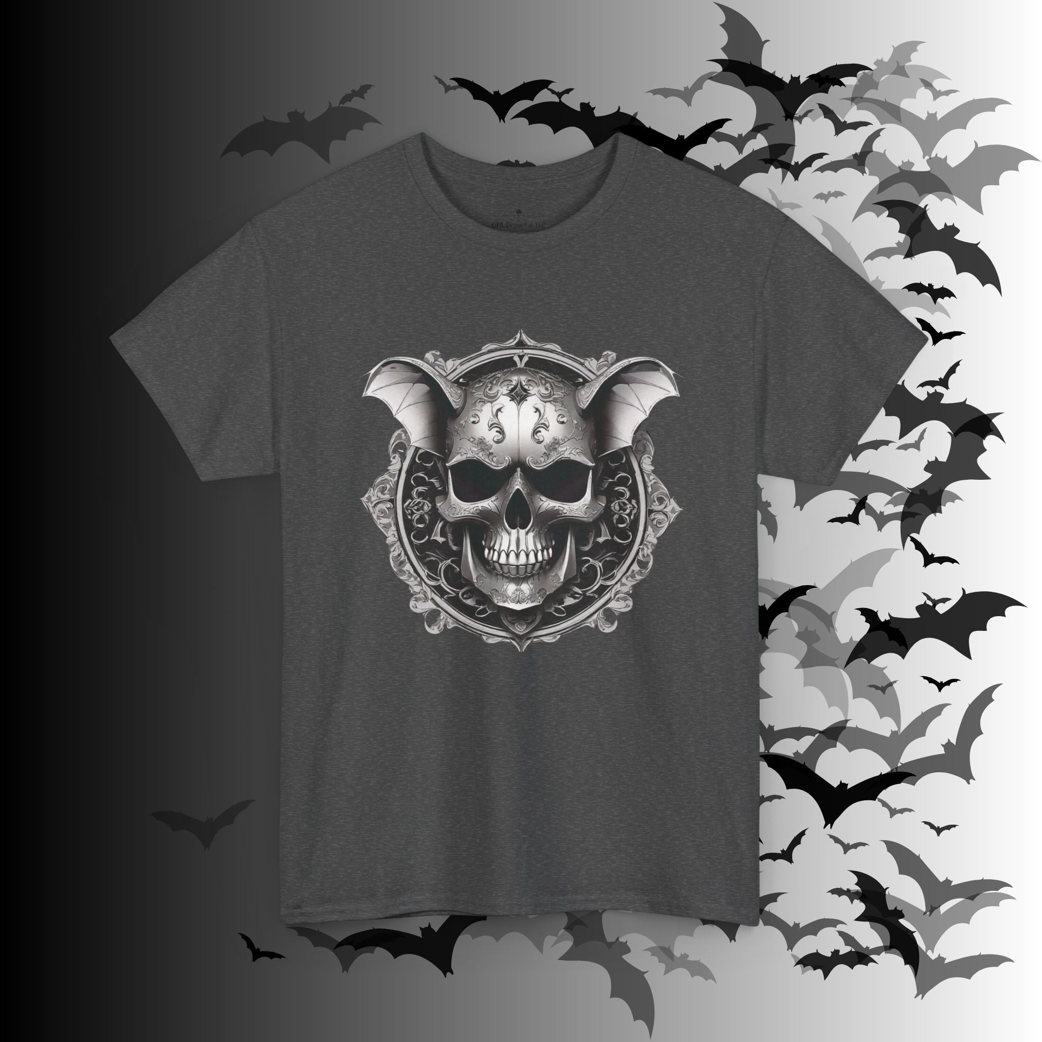 Gothic Bat Skull Crest T-Shirt — Dark Academia Graphic Tee