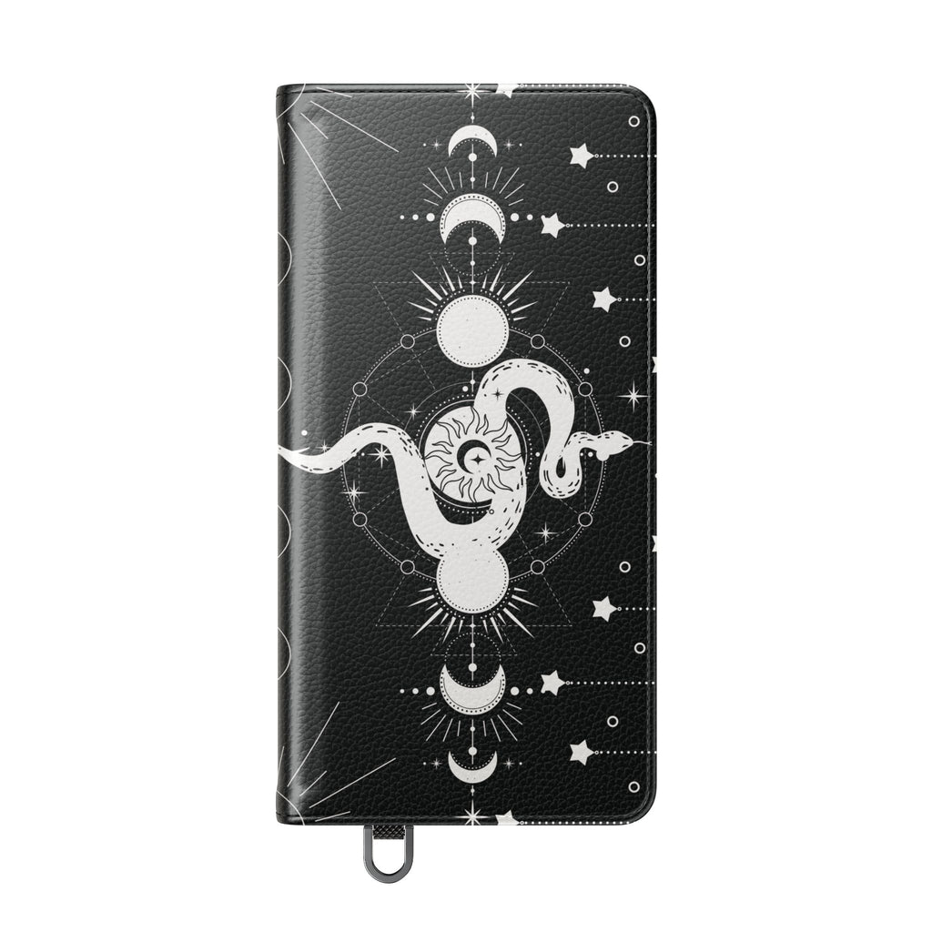 Gothic Style Celestial Snake Moon Phases Wallet Flip PhoneCase - Celestial Style Phone Case for iPhone and Samsung - Moon Phases Wallet Case